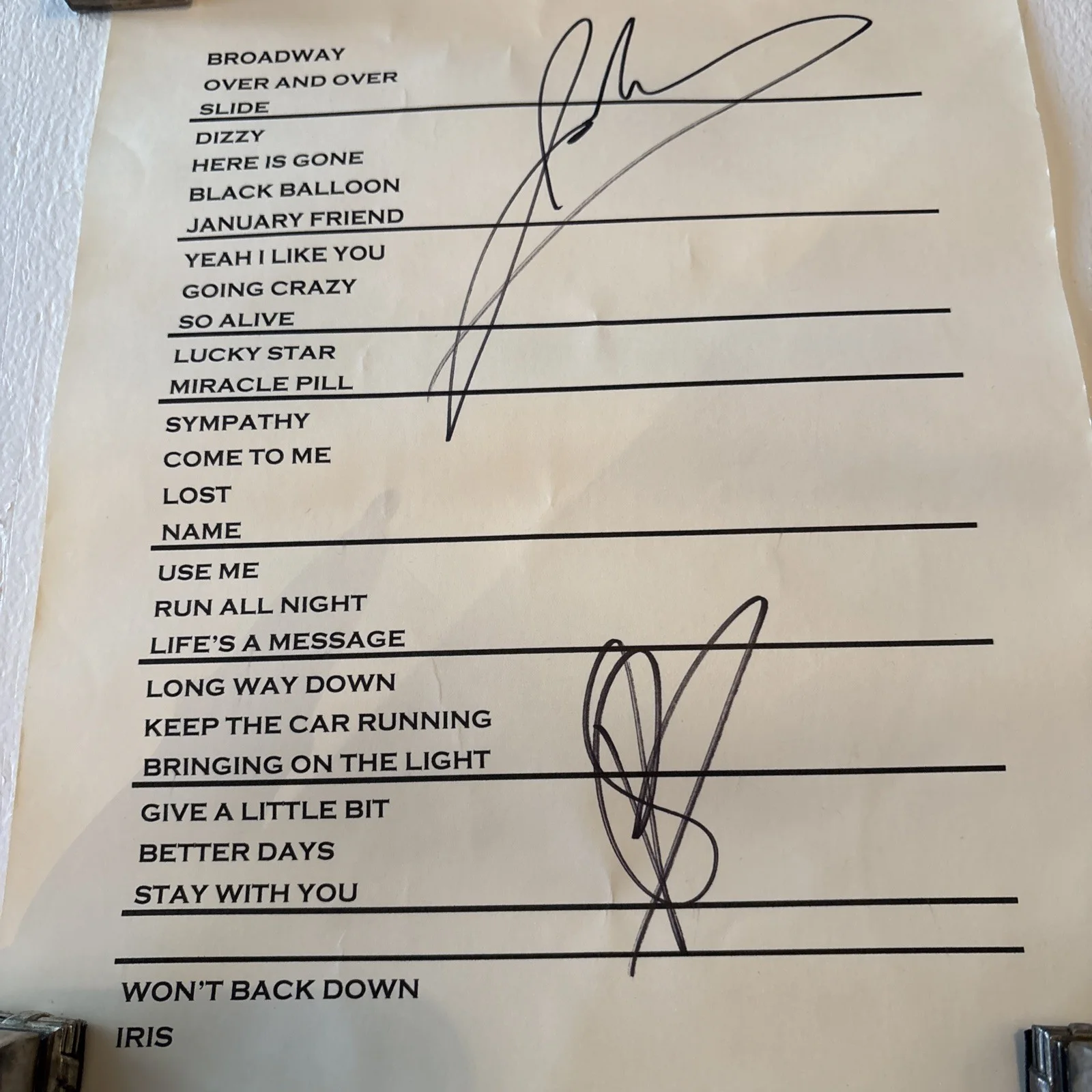 Goo Goo Dolls Signed Setlist • Johnny Rzeznik & Robbie Takac Autographs • 2023, изображение 5