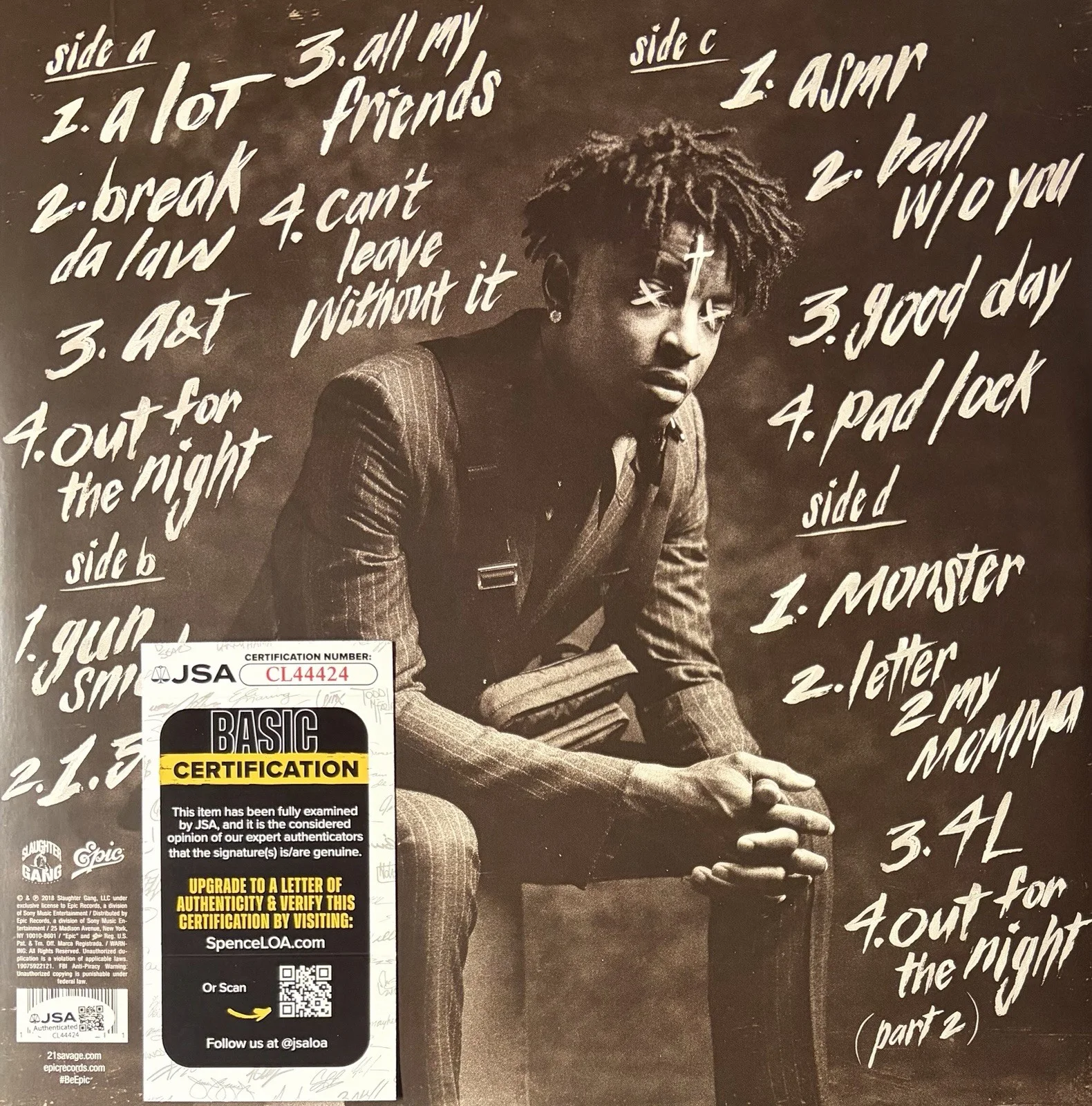 21 SAVAGE SIGNED I AM I WAS VINYL RECORD ALBUM JSA COA & PROOF, изображение 2