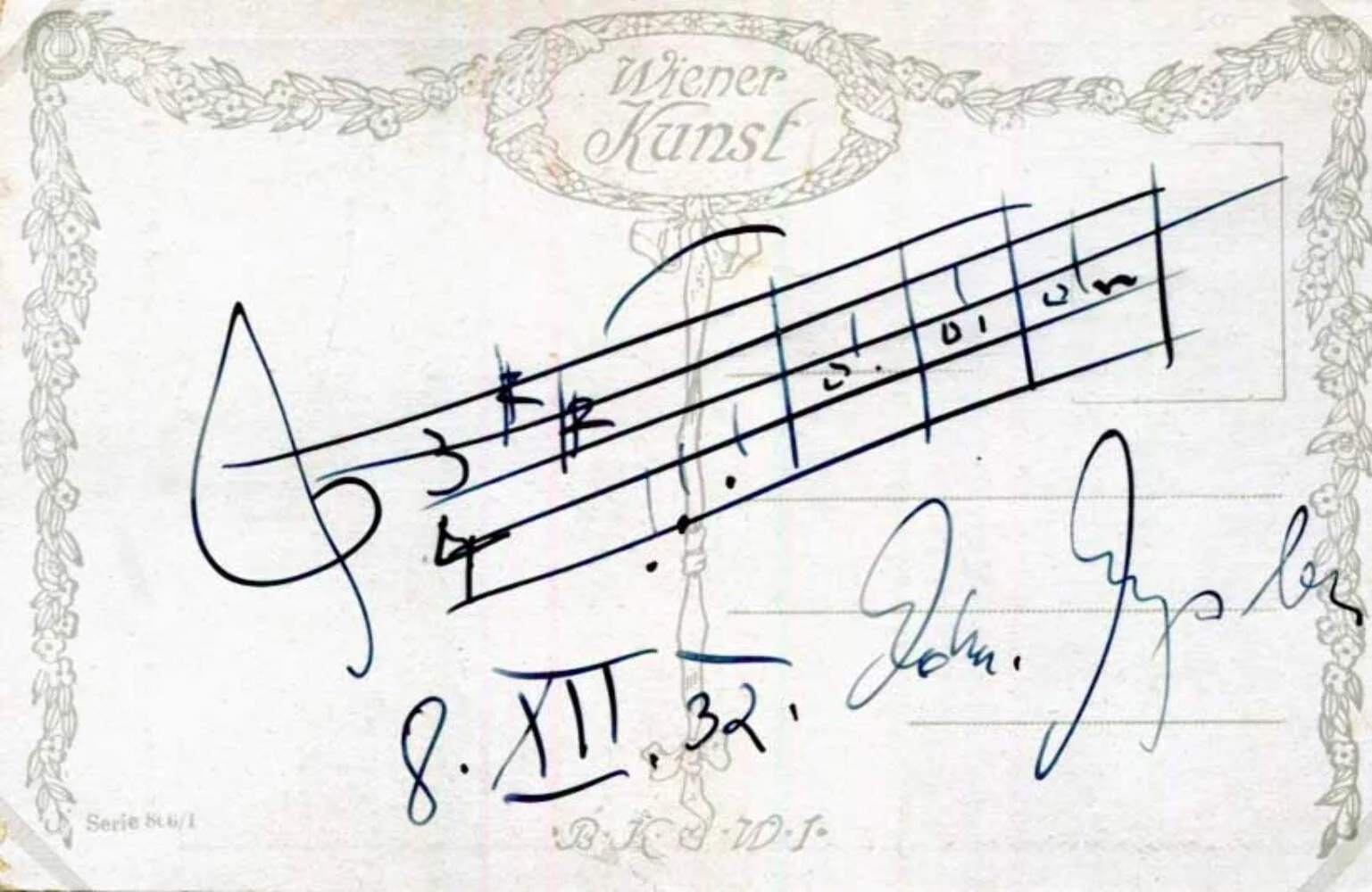 COMPOSER Edmund Eysler autograph musical quotation signed & mounted, image 2