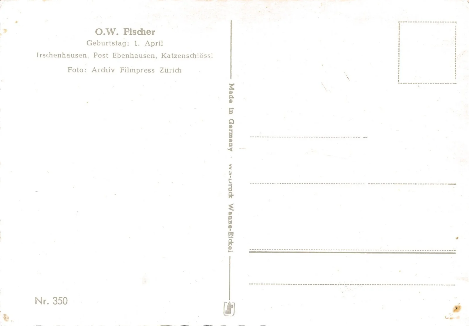 Original Autogrammkarte O.W. Fischer Signed X210, image 2