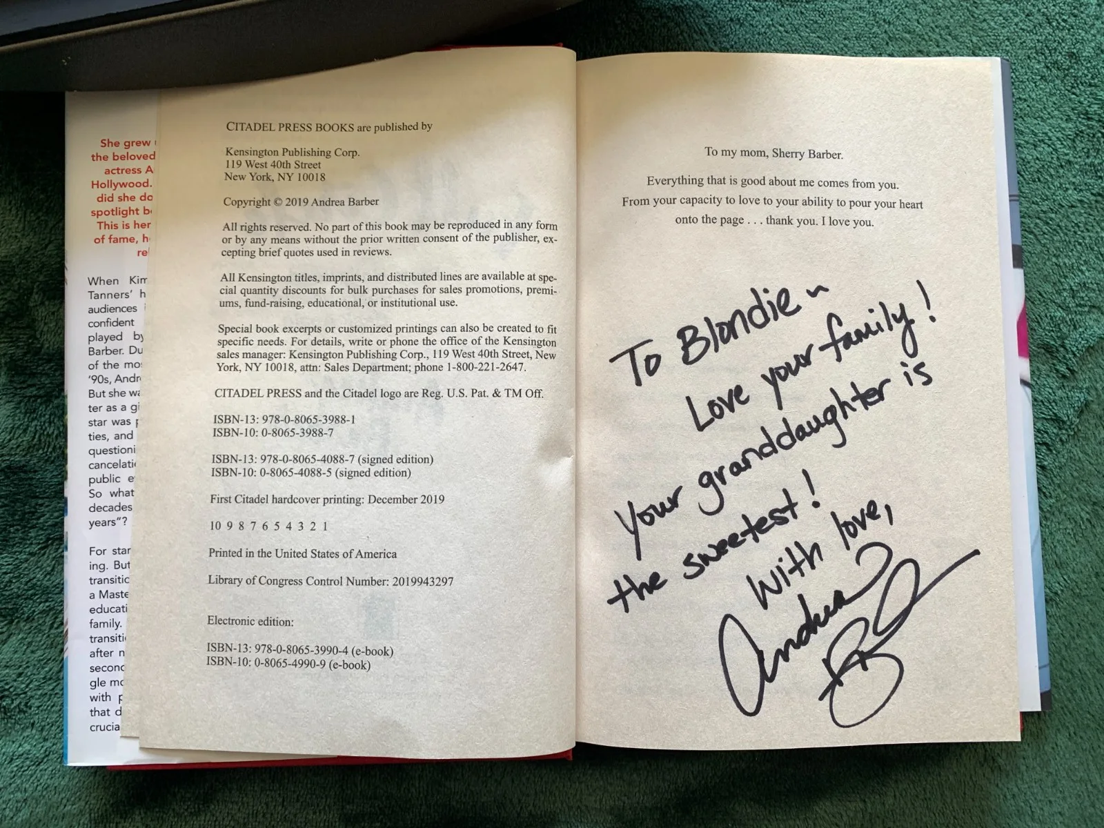 Andrea Barber — Andrea Barber signed book HC/DJ 1st edition 1st printing Full Circle Full House, image 2
