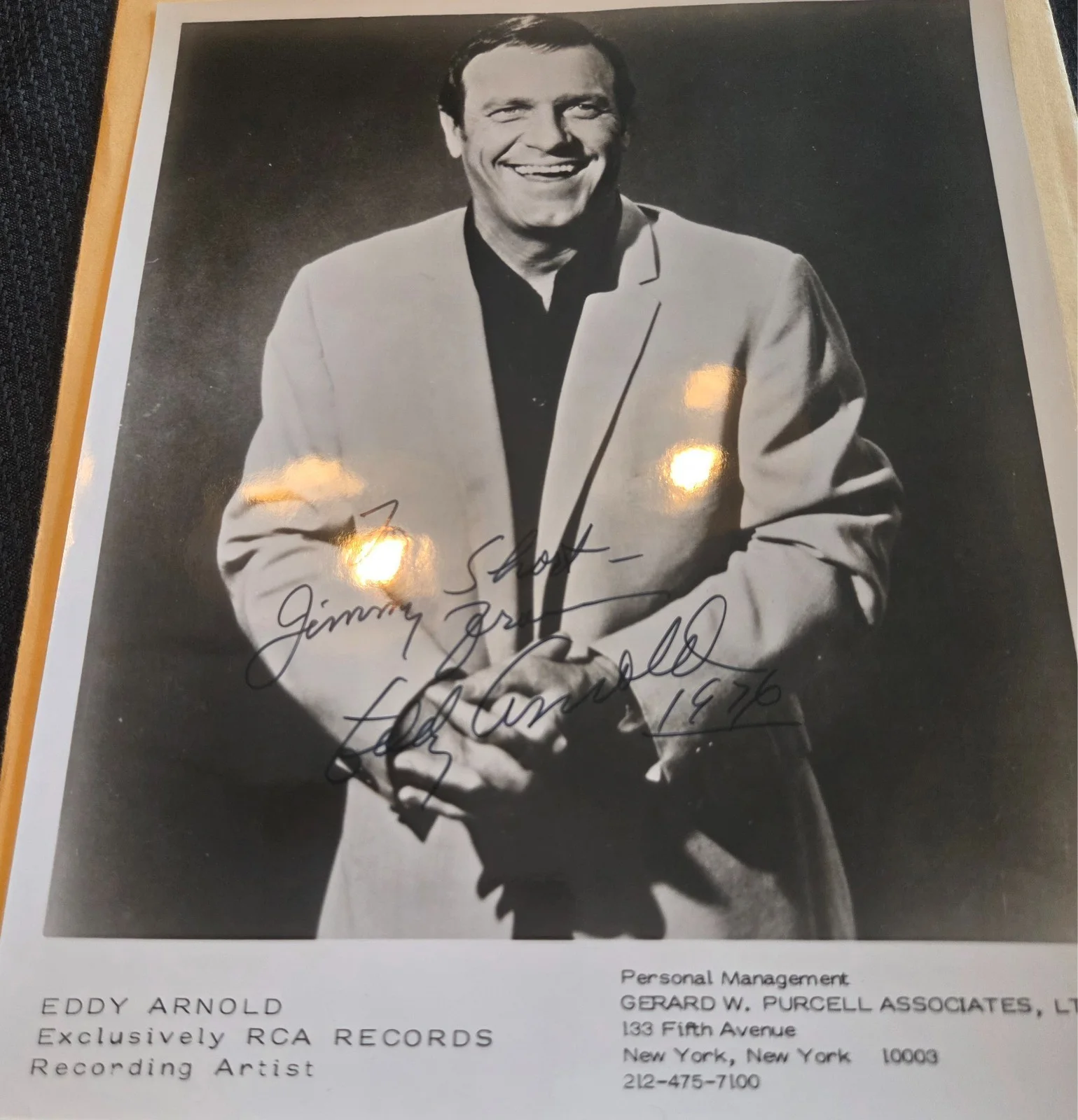 Eddy Arnold Signed Photo 8x10 Musician Autographed Inscribed To Jimmy Short, изображение 2