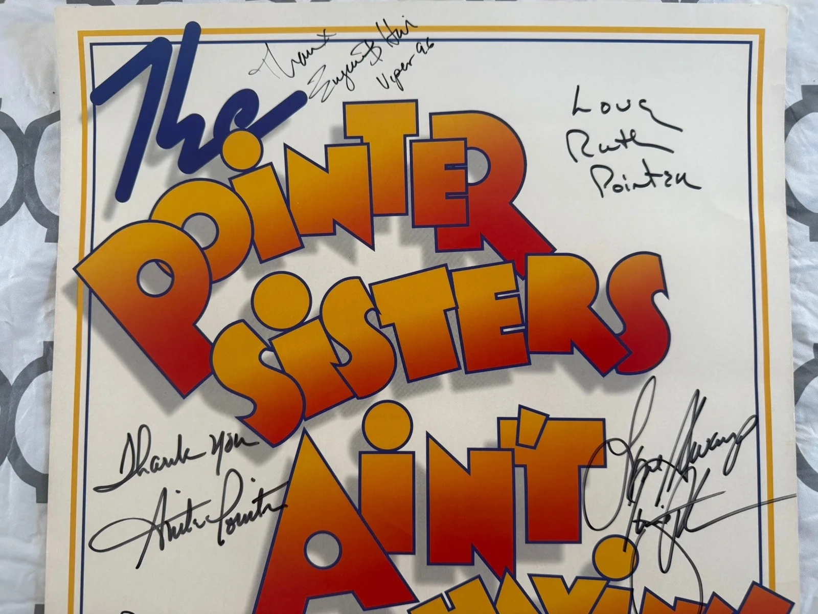 Cast — Ain’t Misbehavin Window Card Poster SIGNED Pointer Sisters Tour Ruth Anita June, image 2
