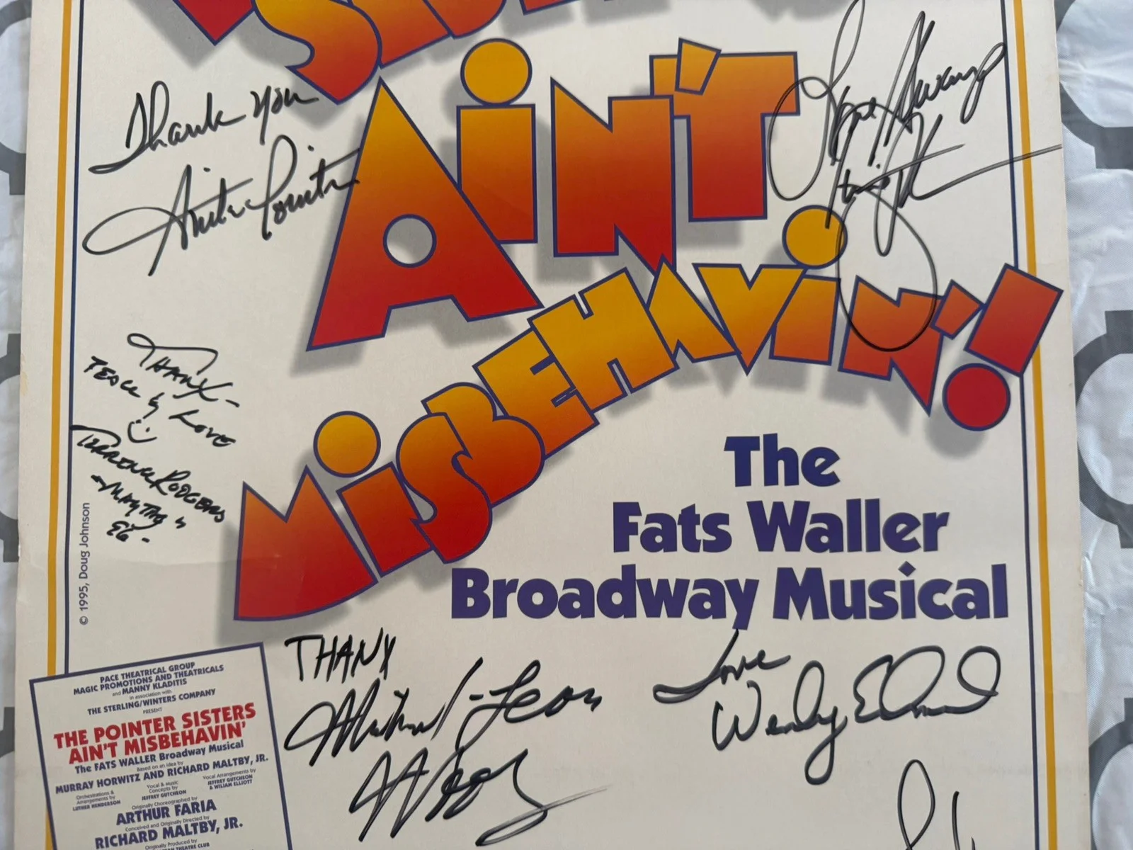 Cast — Ain’t Misbehavin Window Card Poster SIGNED Pointer Sisters Tour Ruth Anita June, image 3