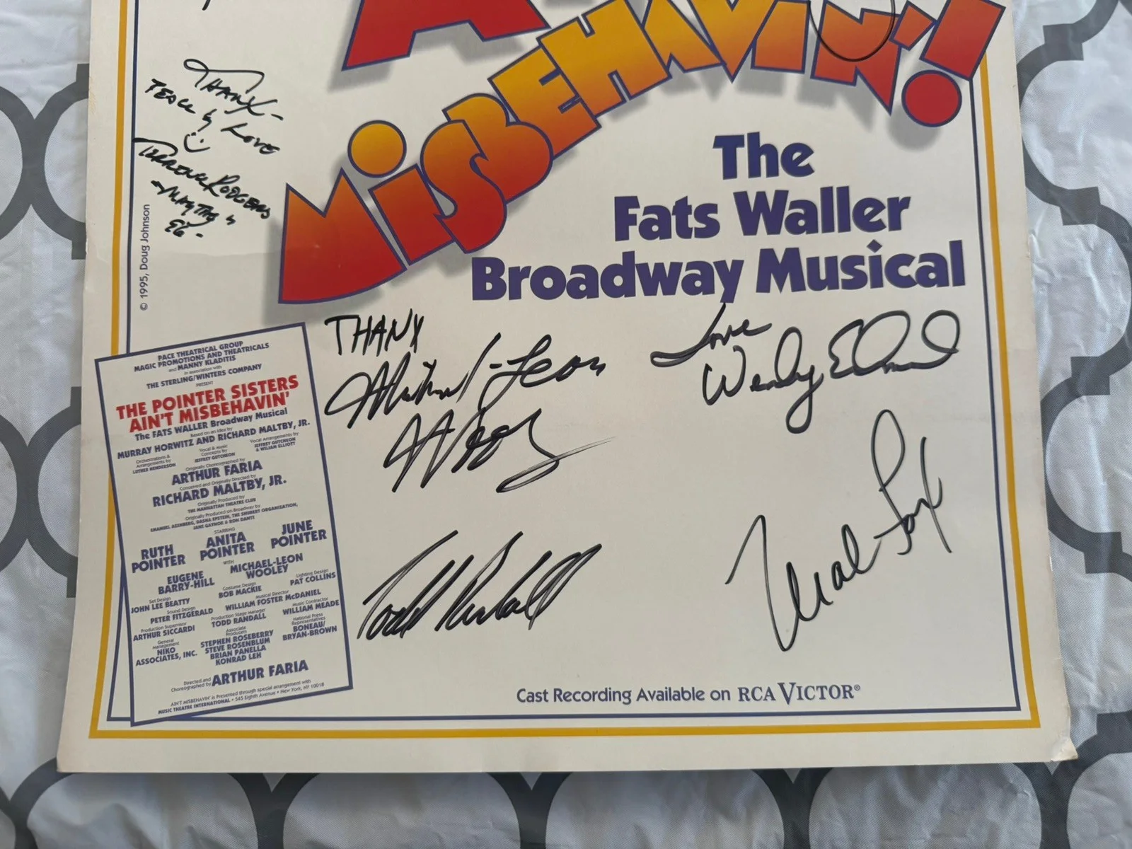 Cast — Ain’t Misbehavin Window Card Poster SIGNED Pointer Sisters Tour Ruth Anita June, image 4