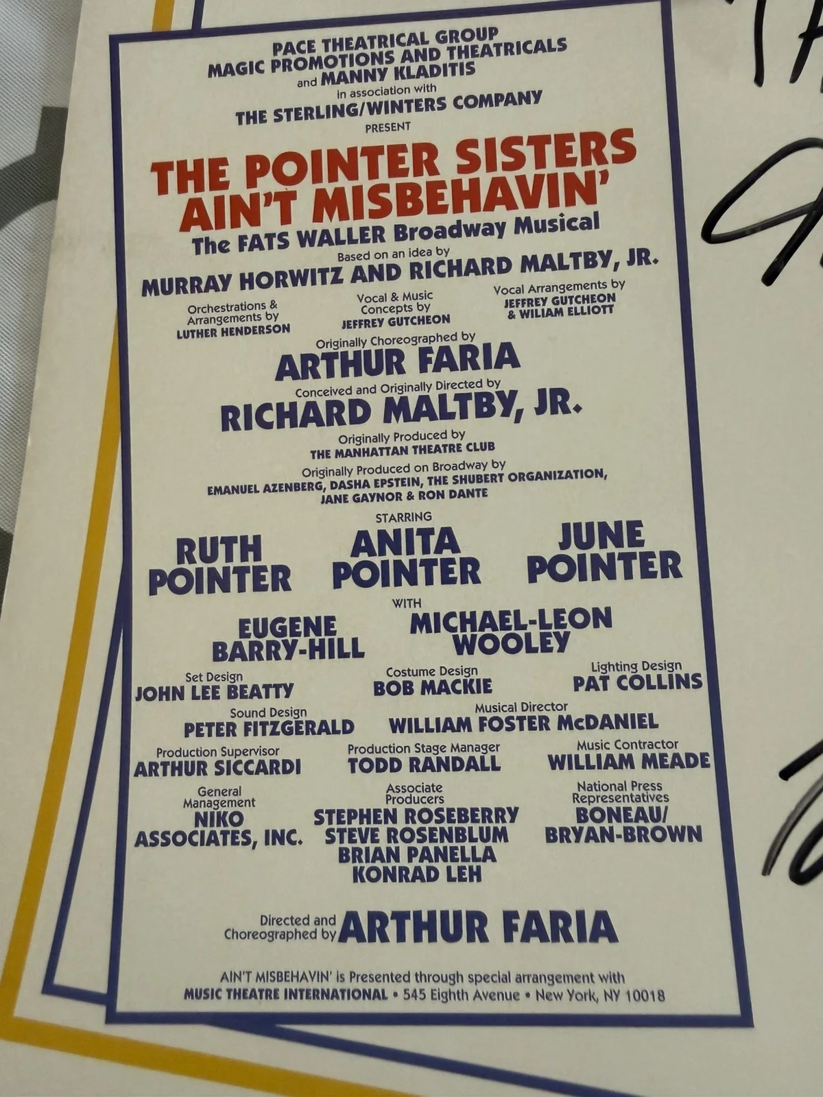 Cast — Ain’t Misbehavin Window Card Poster SIGNED Pointer Sisters Tour Ruth Anita June, image 5