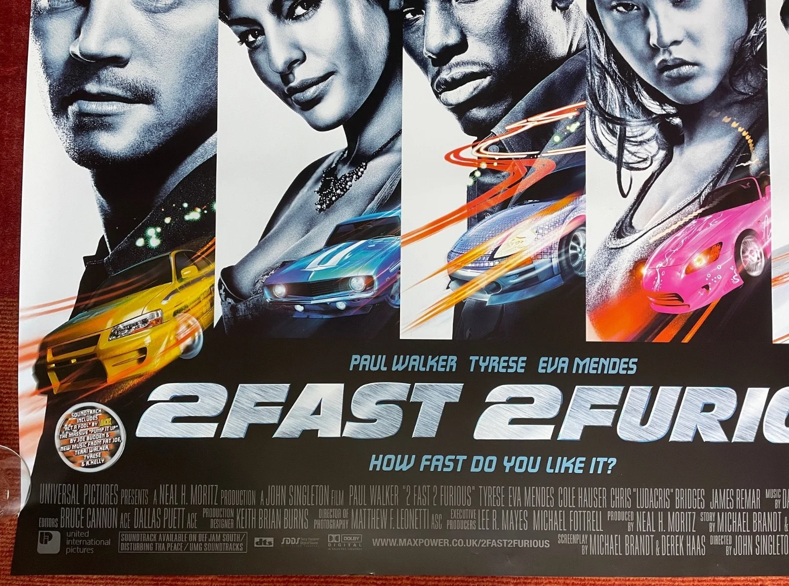 2 FAST 2 FURIOUS (2003) Original UK Quad Movie Poster + FREE Fast 5, изображение 4
