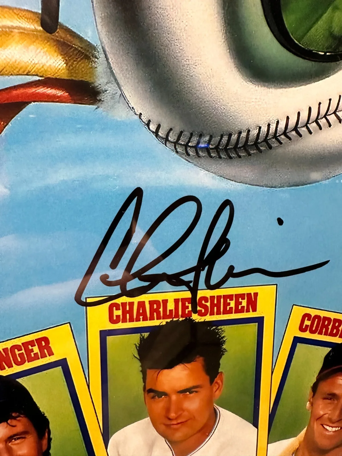 Charlie Sheen — Charlie Sheen Signed Major League 11x17 Movie Poster PSA COA Custom Framed Ricky, изображение 2