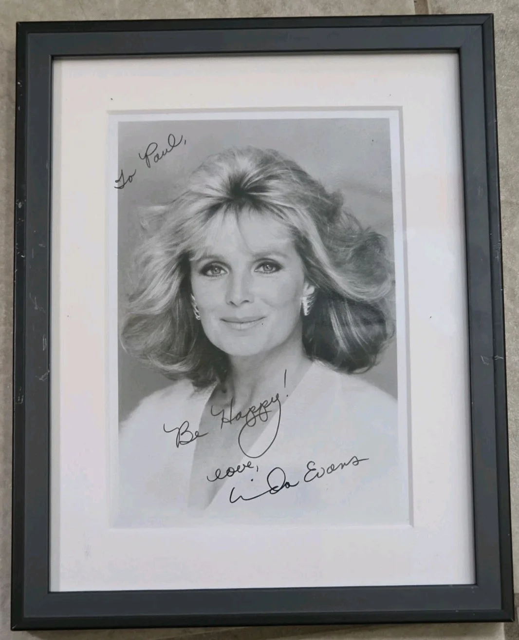 linda evans — Linda Evans Signed Custom Framed & Matted 8x10 Photo Personalized To Paul + COA