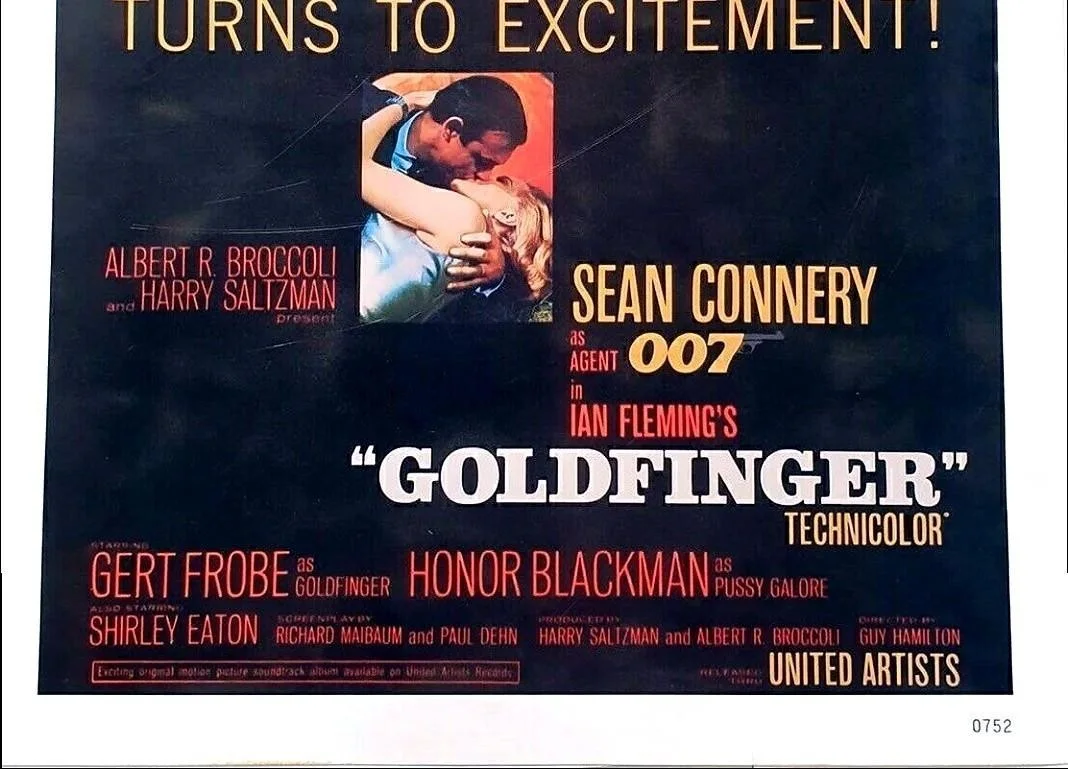 James Bond 007 Goldfinger Vintage Poster A2 Size 1964 Film Memorabilia, изображение 3
