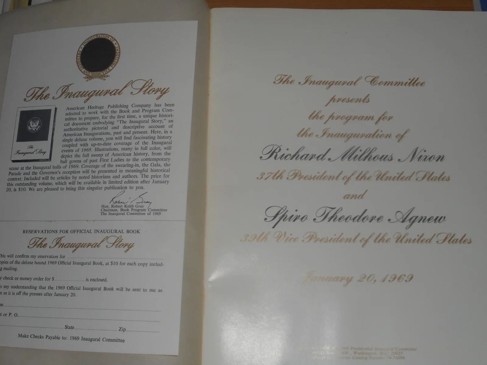 Richard Nixon Official Presidential Inauguration Program January 20,1969, image 2