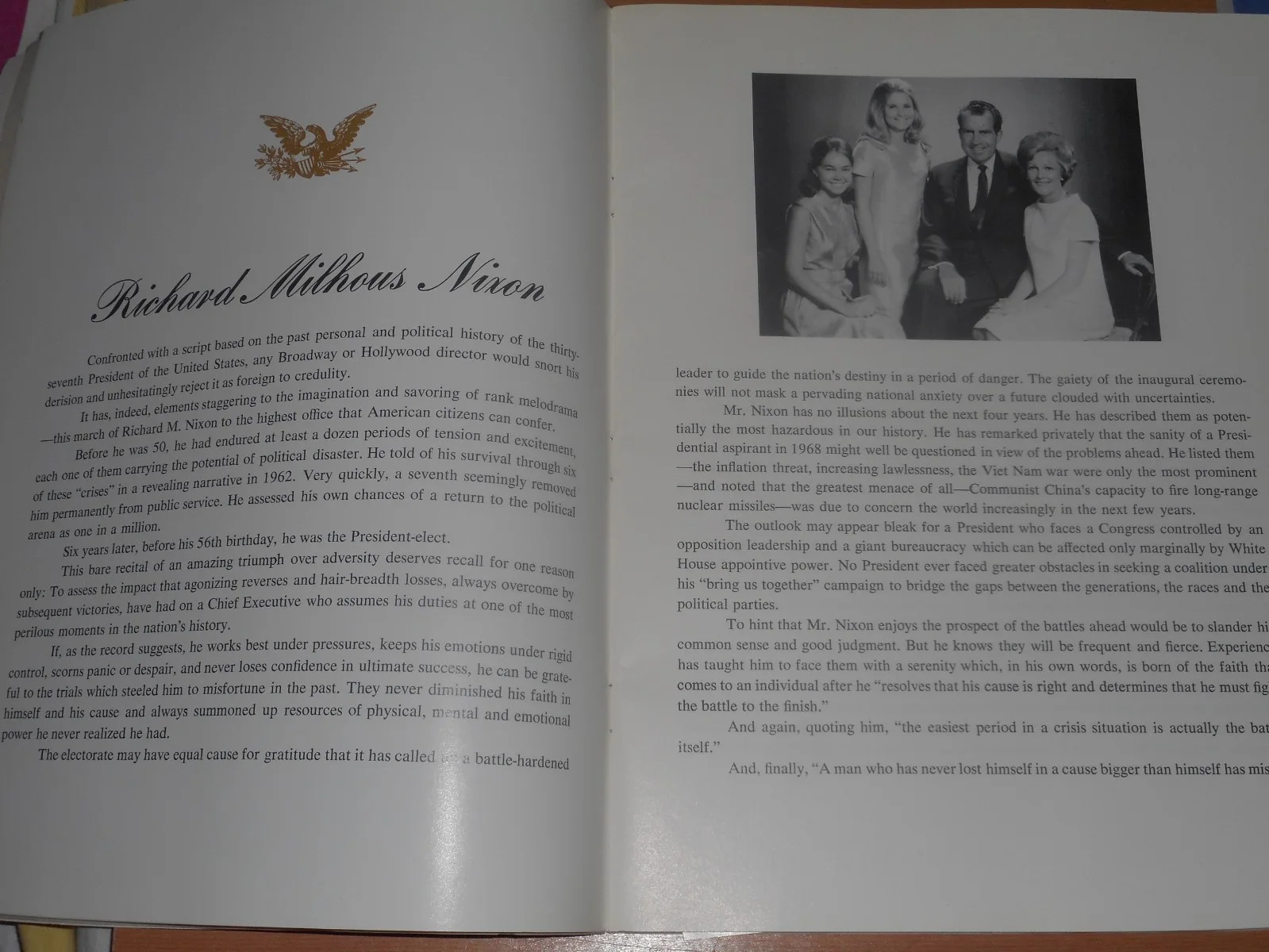 Richard Nixon Official Presidential Inauguration Program January 20,1969, image 3