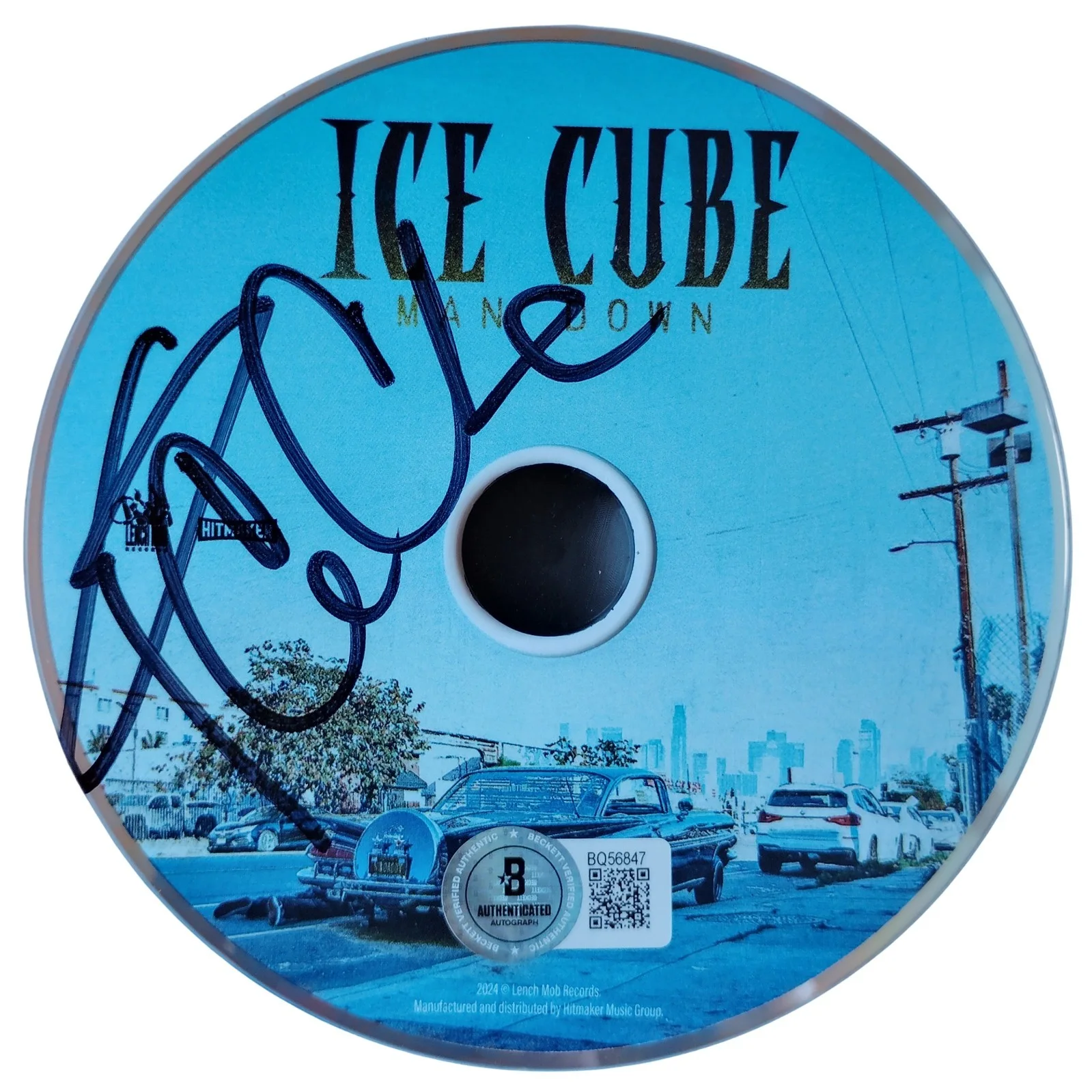 Ice Cube — Ice Cube Signed Man Down Framed CD Booklet Beckett BAS COA Rap Hip Hop Autograph, image 2