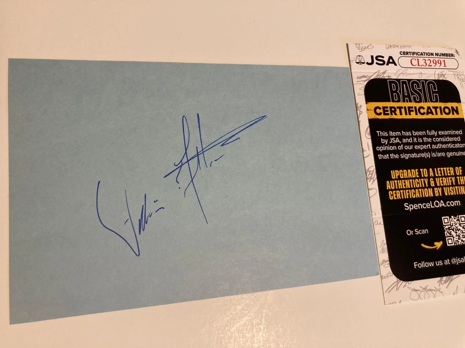 WILLIAM FICHTNER — WILLIAM FICHTNER signed 4x6 card "THE PERFECT STORM", "ARMAGEDDON" JSA#CL32991