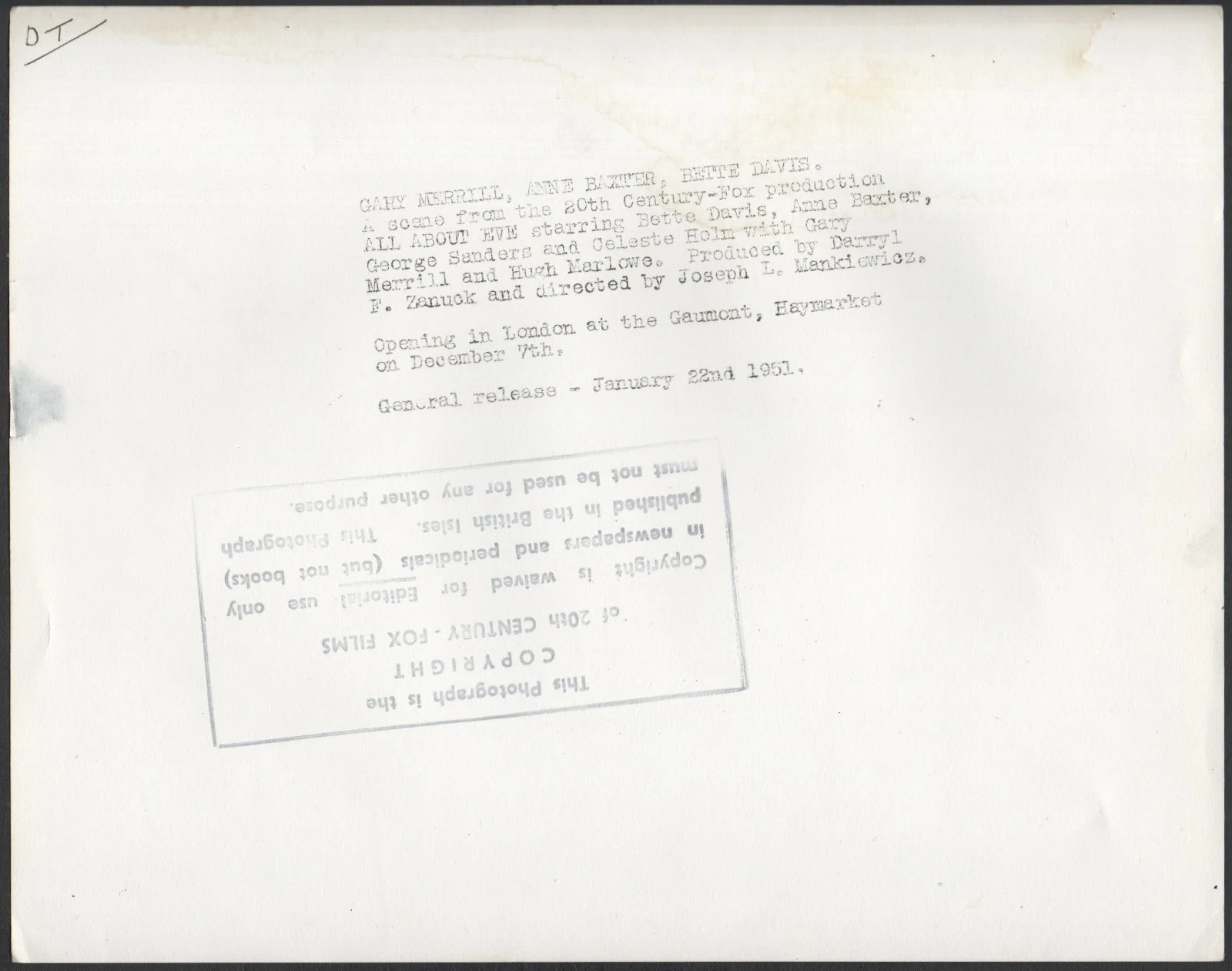 ALL ABOUT EVE 1950 Bette Davis, Anne Baxter, Gary Merrill 10x8 STILL, image 2
