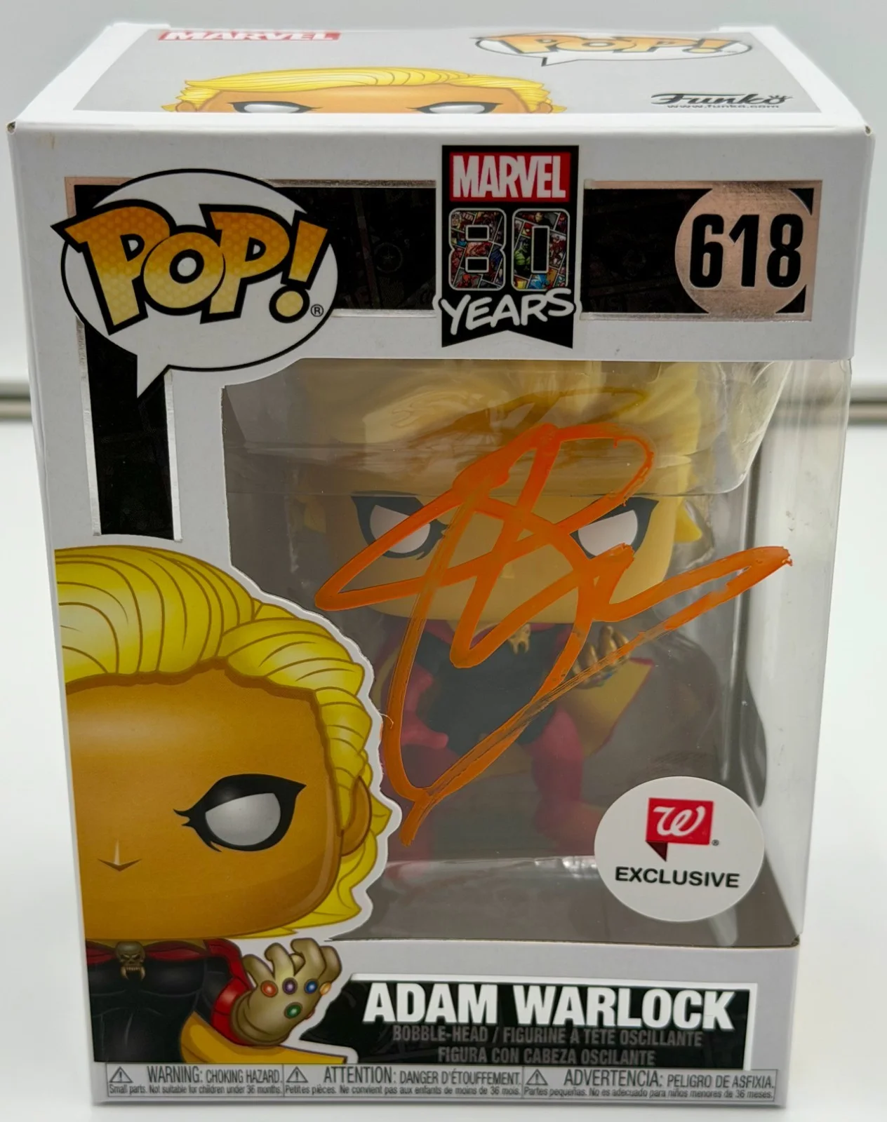 Will Poulter — Will Poulter Signed Adam Warlock Funko Pop Marvel GOTG #618 PC COA w/protector