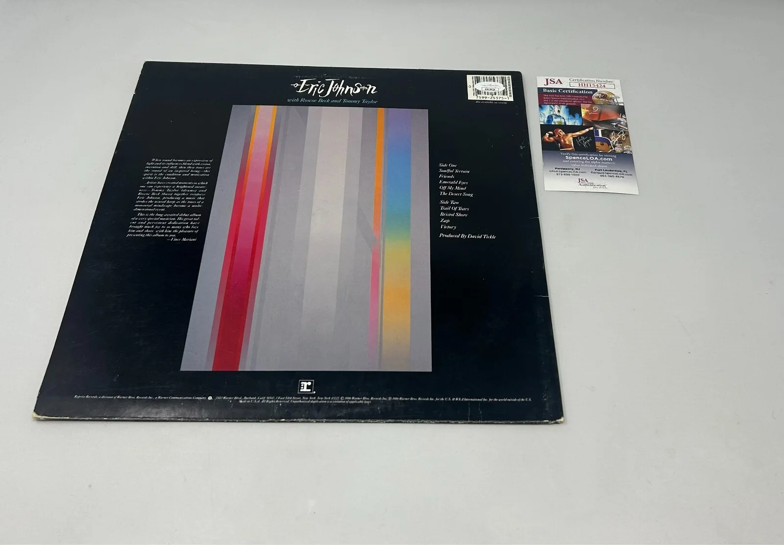 Eric Johnson signed Tones Album JSA COA, image 2
