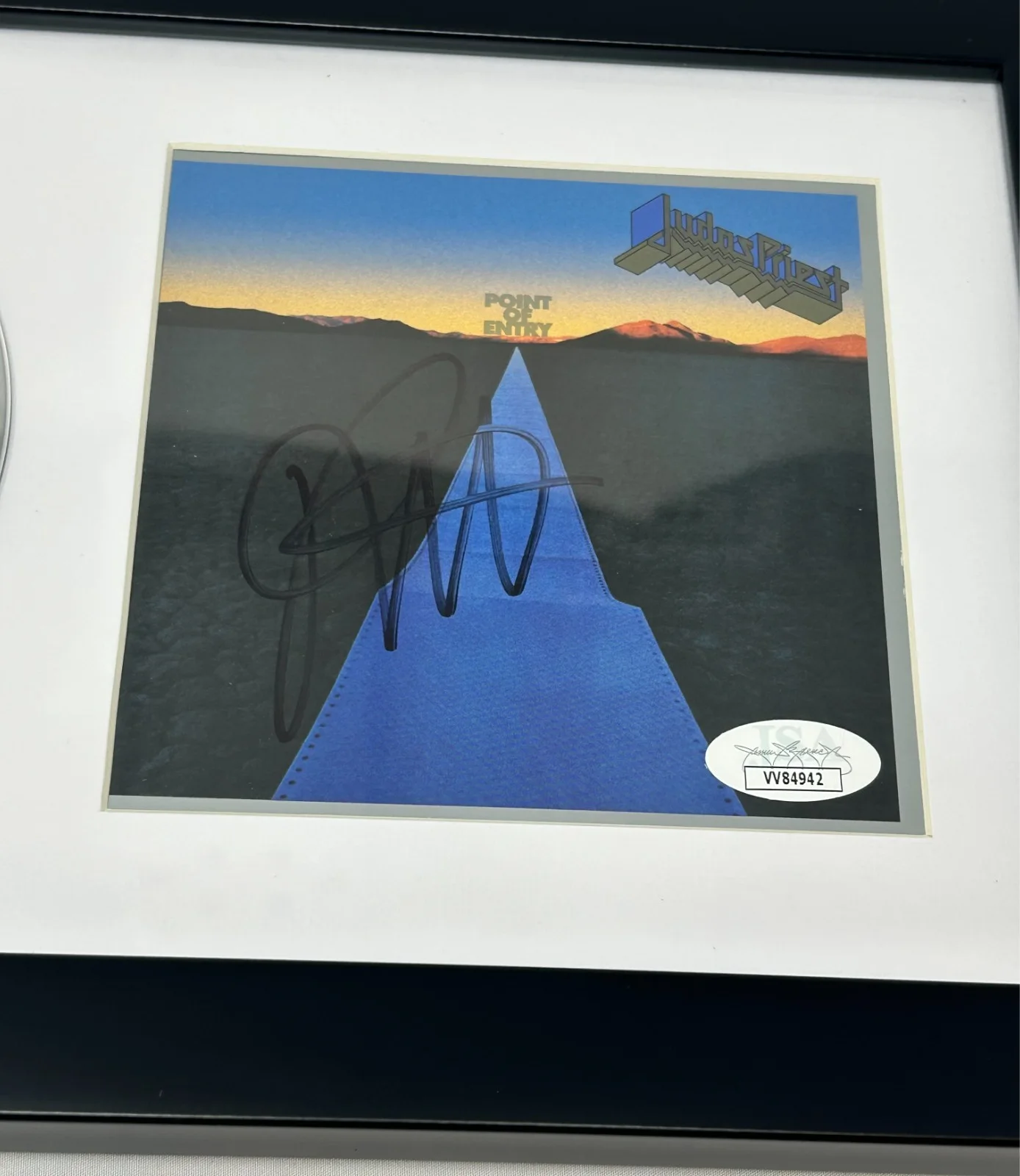 Rob Halford of Judas Priest signed Point Of Entry Framed CD Cover JSA COA, image 2