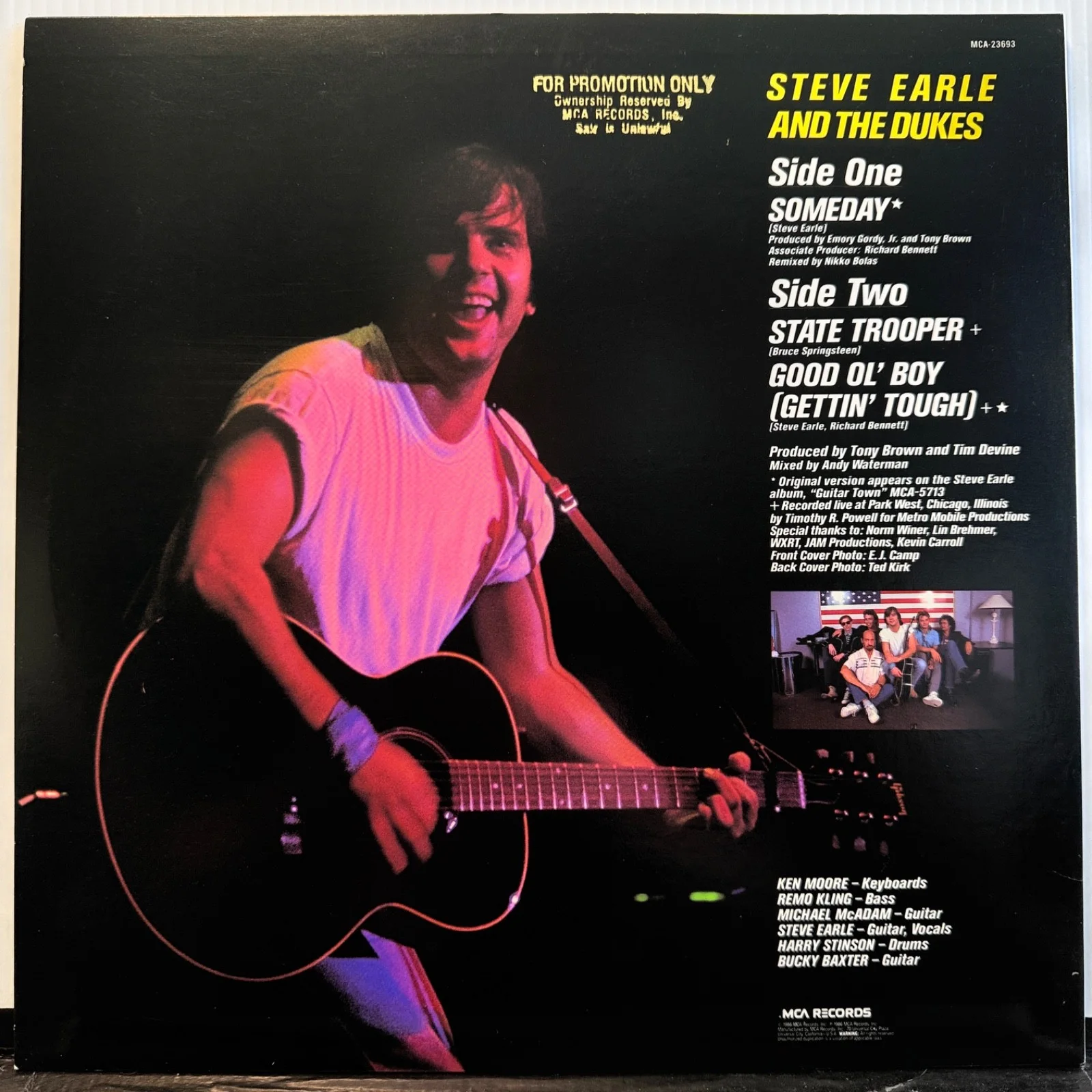 AUTOGRAPHED | Steve Earle GOLD STAMPED PROMO | VINYL 12" w/pic sleeve MCA-5713, изображение 4