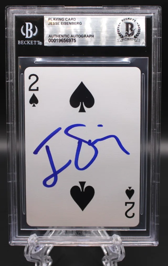 JESSE EISENBERG SIGNED NOW YOU SEE ME PLAYING CARD BECKETT SLABBED BGS BAS, image 2