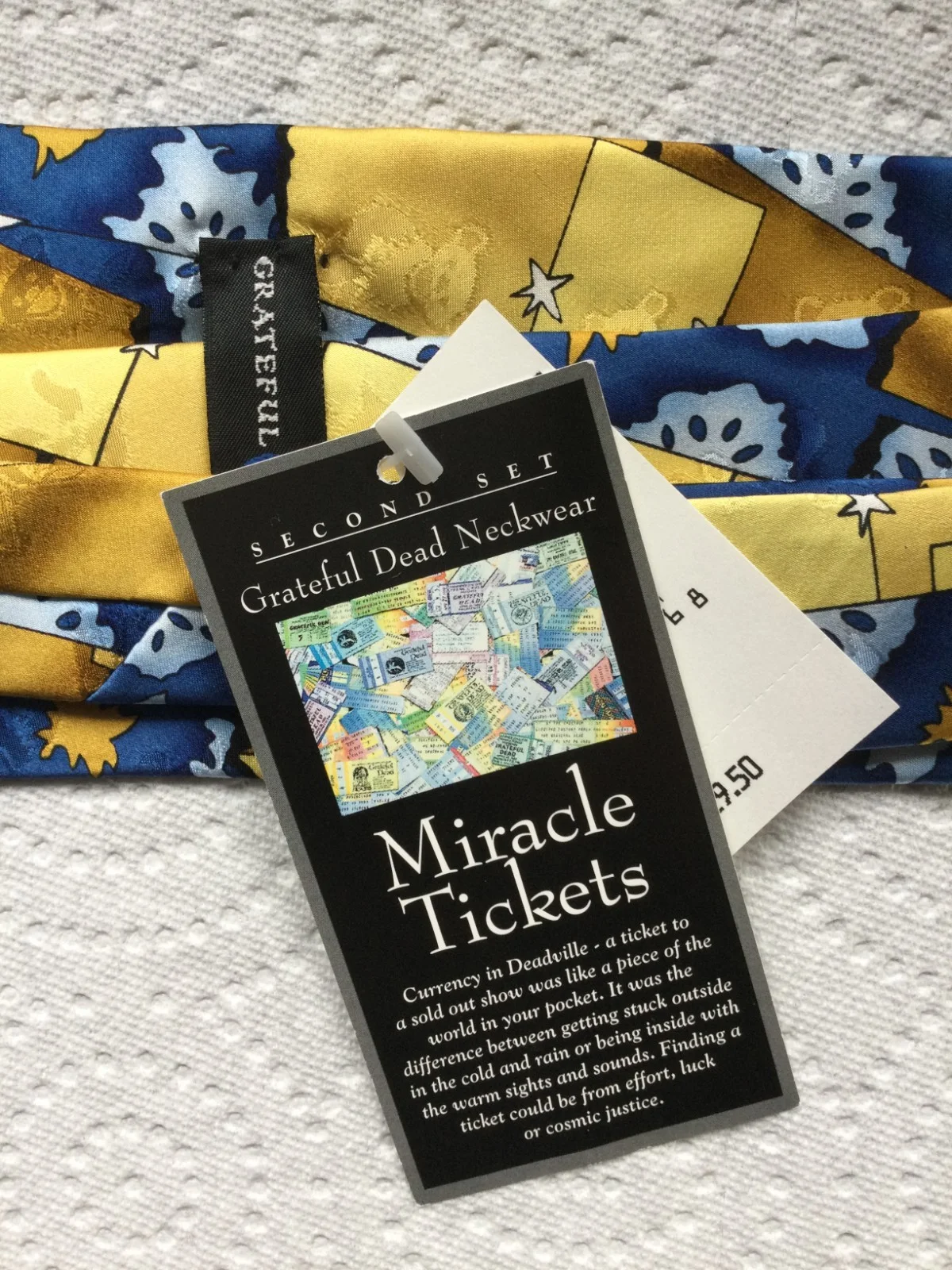 GRATEFUL DEAD MIRACLE TICKETS TIE SIGNED BY WAVY G NEW, image 2