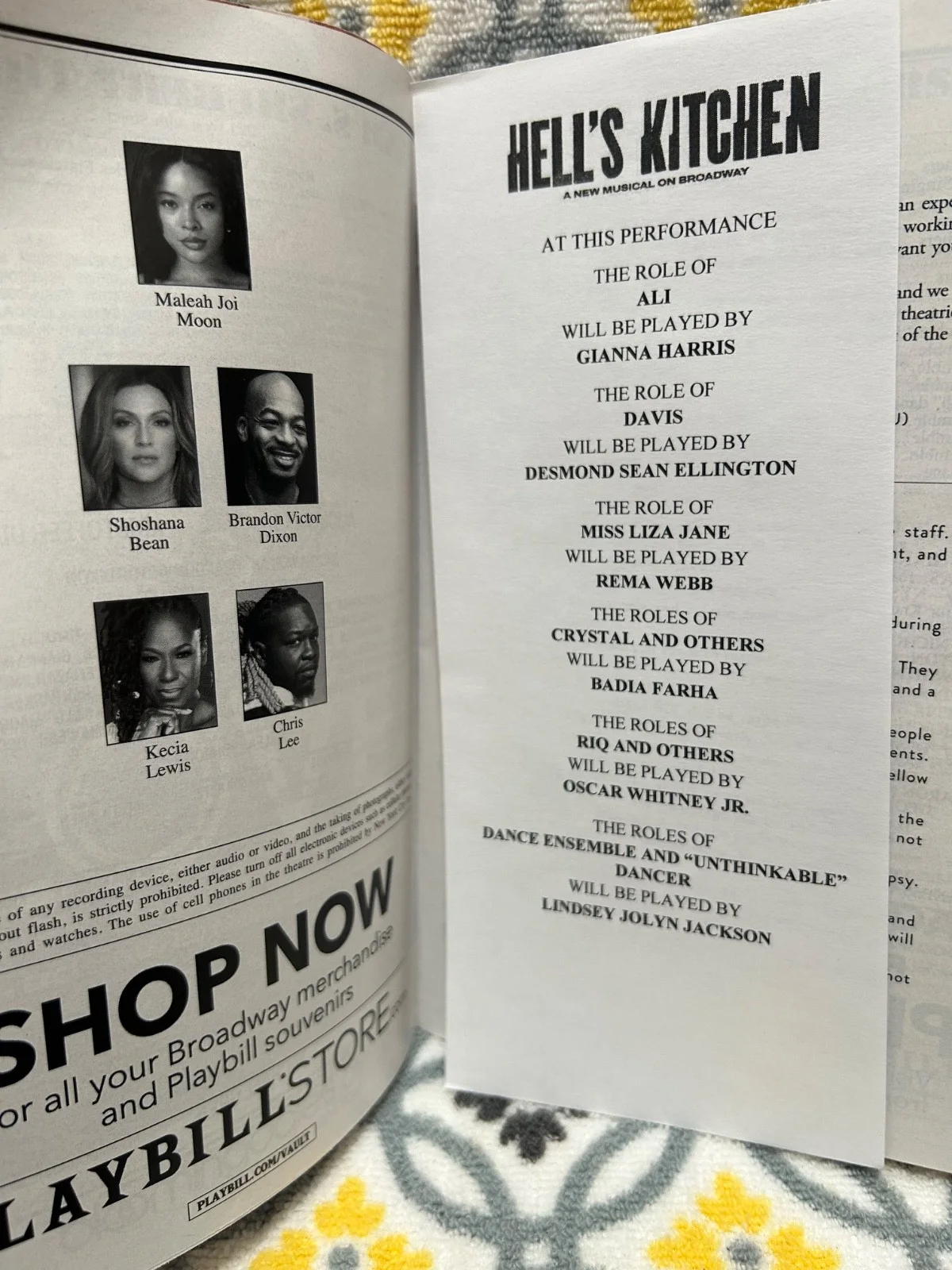 Hell's Kitchen Cast Signed Playbill, image 2
