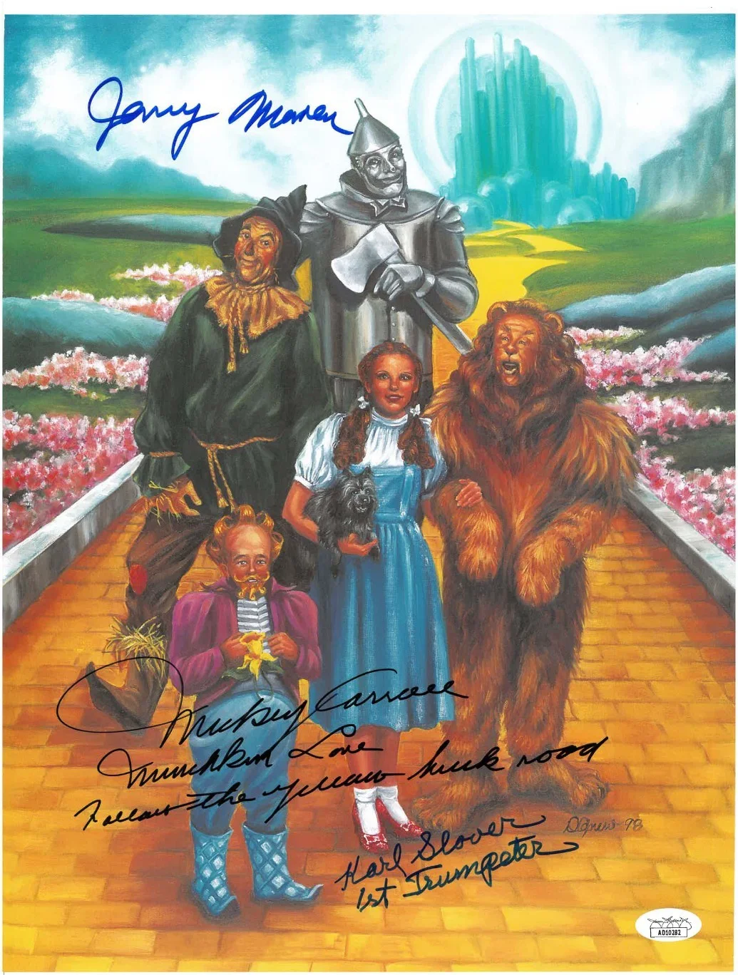 Jerry Maren, Mickey Carroll & Karl Slover — Wizard of Oz Print Autographed by Jerry Maren, Mickey Carroll and Karl Slover