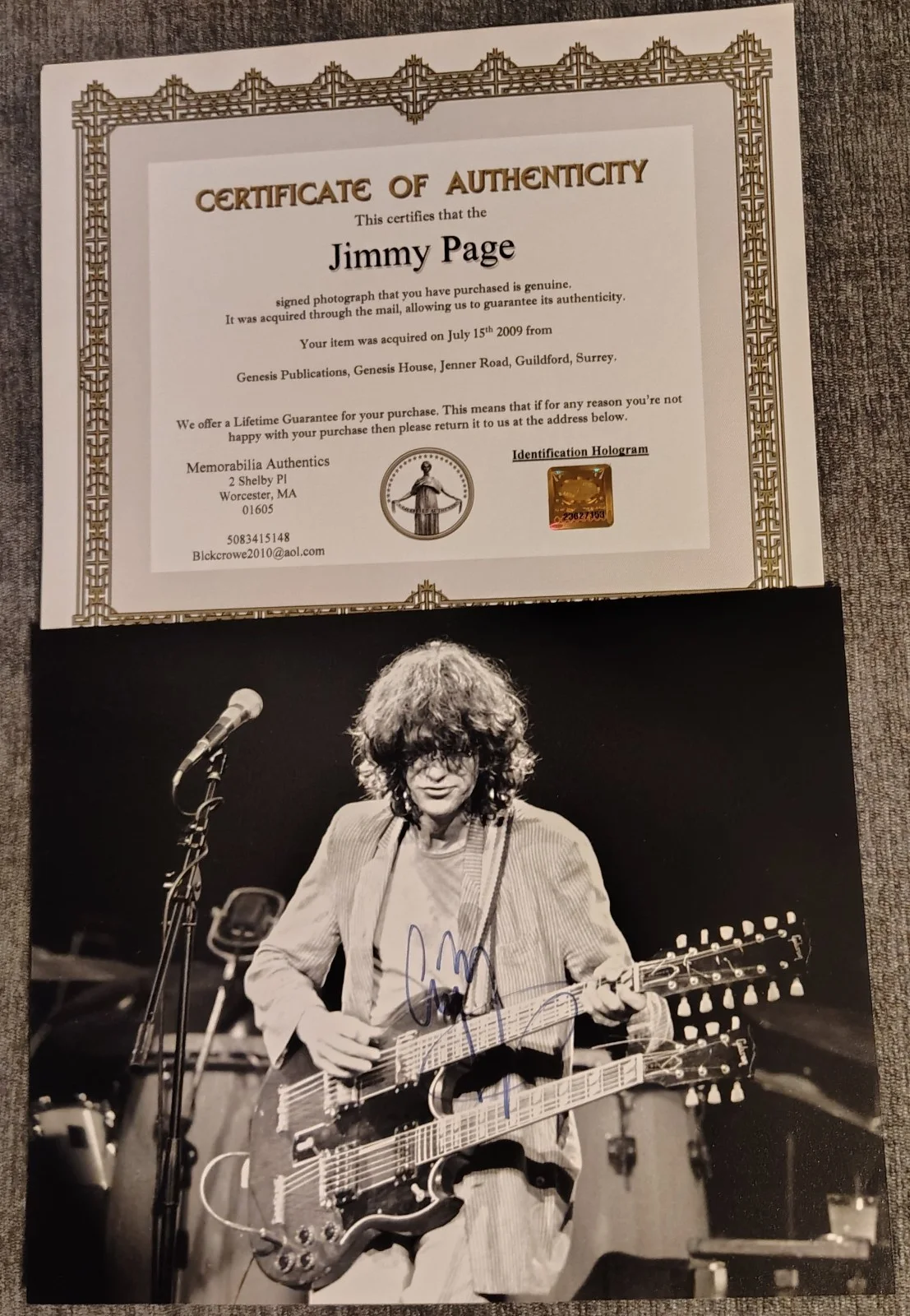 Jimmy Page Led Zeppelin 8 x 10 photo signed autographed with COA, изображение 4