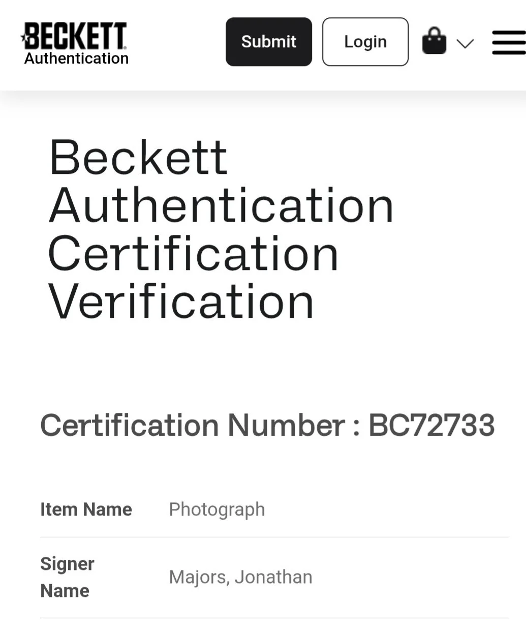 Jonathan Majors — Jonathan Majors Signed 11x14 Beckett Authentication, image 2