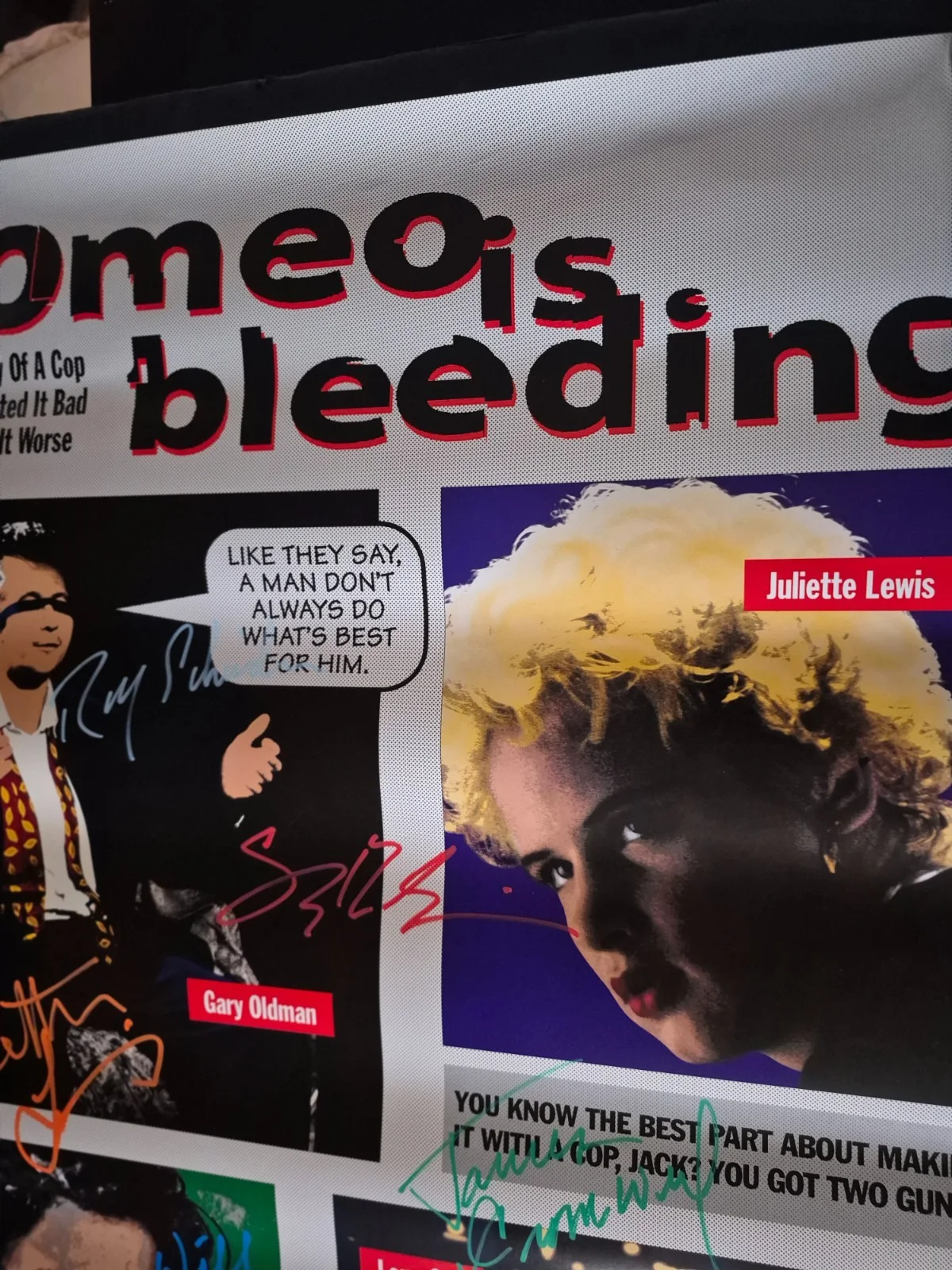EKIM=INVENTORY — ROMEO IS BLEEDING CAST SIGNED MOVIE POSTER- ekim, изображение 3