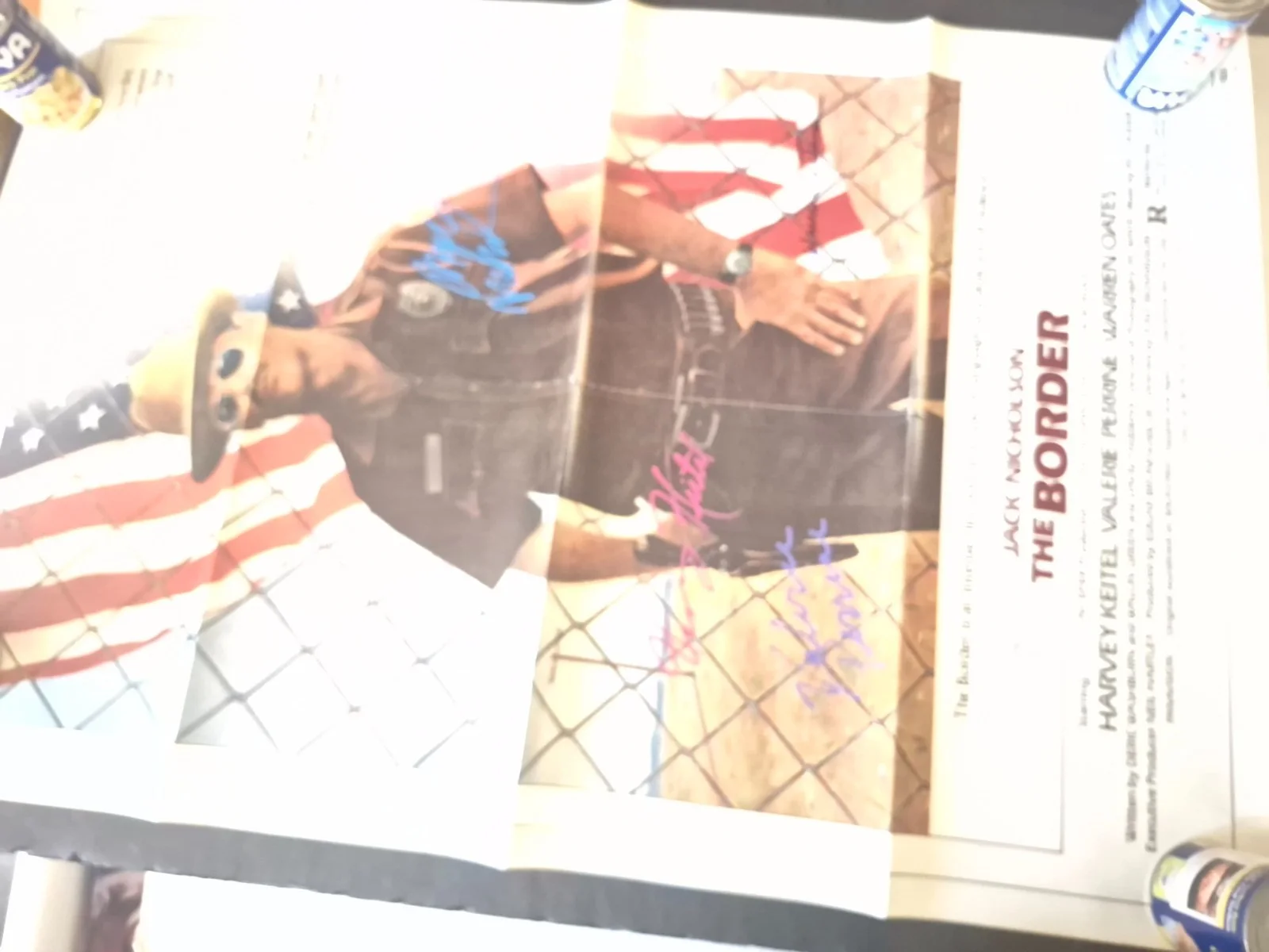 EKIM=INVENTORY — the BORDER -CAST SIGNED MOVIE POSTER-w/COA -27 x 41" 2 sided ekim, image 2