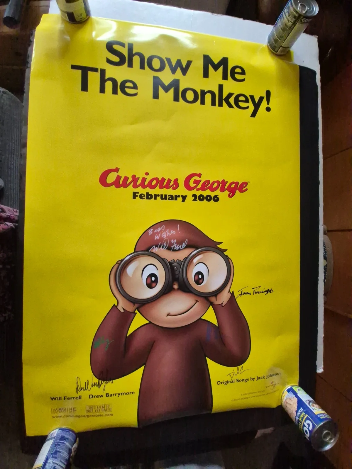 EKIM=INVENTORY — curious GEORGE -CAST SIGNED MOVIE POSTER-w/COA- ekim, изображение 2