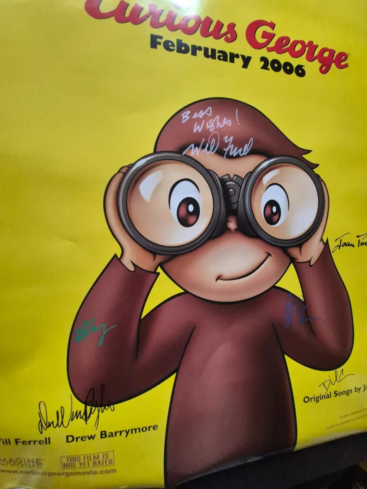 EKIM=INVENTORY — curious GEORGE -CAST SIGNED MOVIE POSTER-w/COA- ekim, изображение 4