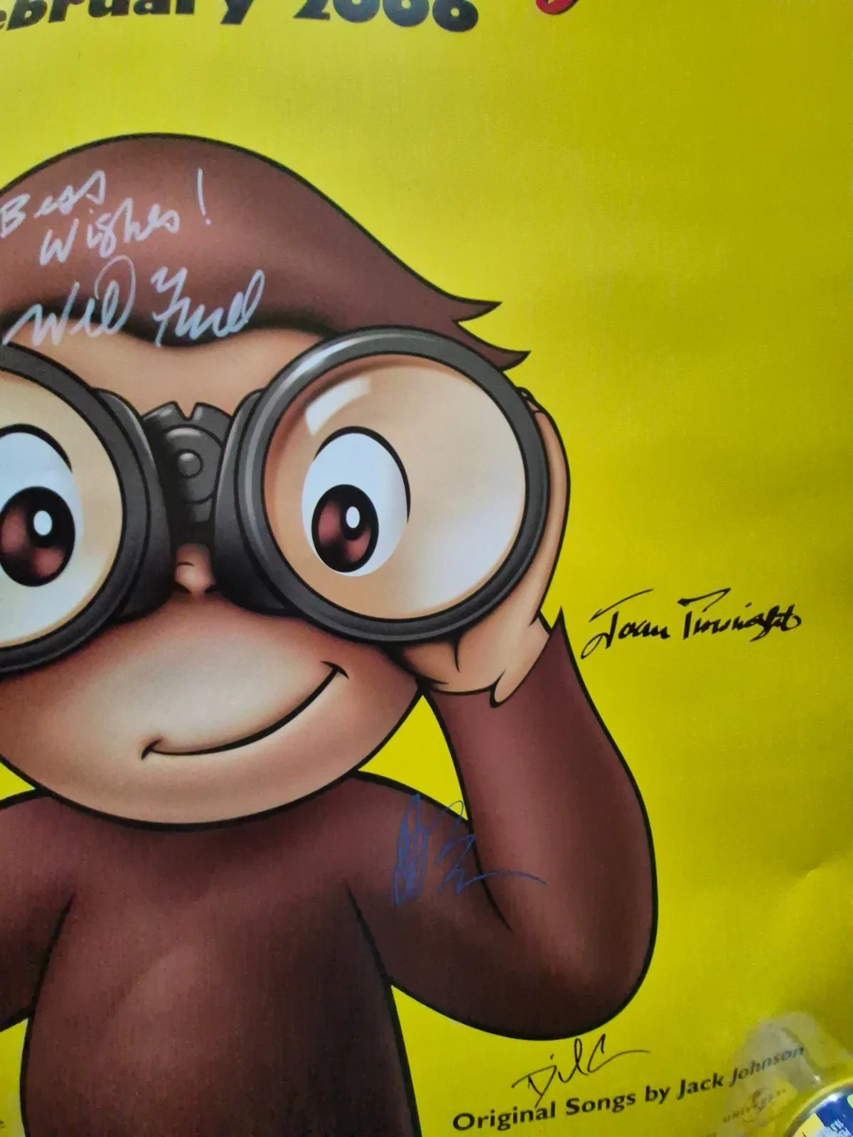 EKIM=INVENTORY — curious GEORGE -CAST SIGNED MOVIE POSTER-w/COA- ekim, изображение 5