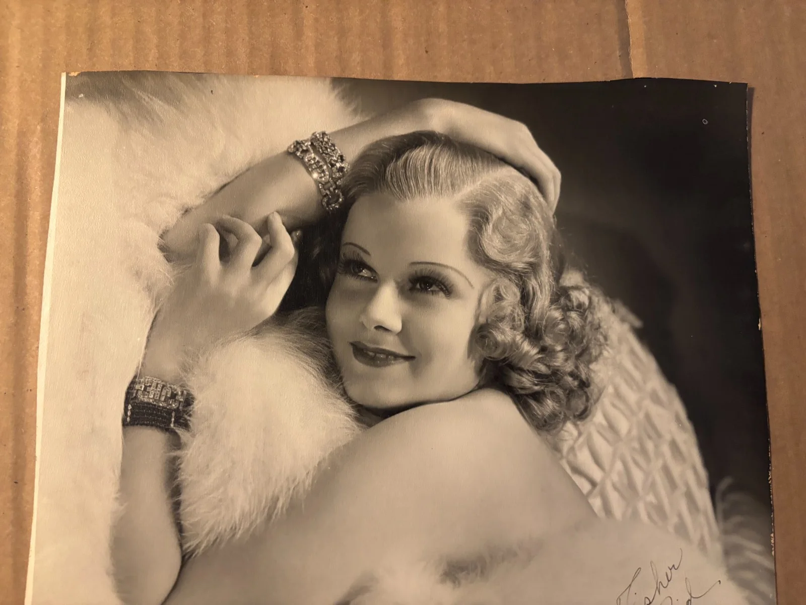 Jean Harlow Very Rare Very Early Signed* Oversize 10/12 Photo 30s Dinner @ Eight, изображение 2