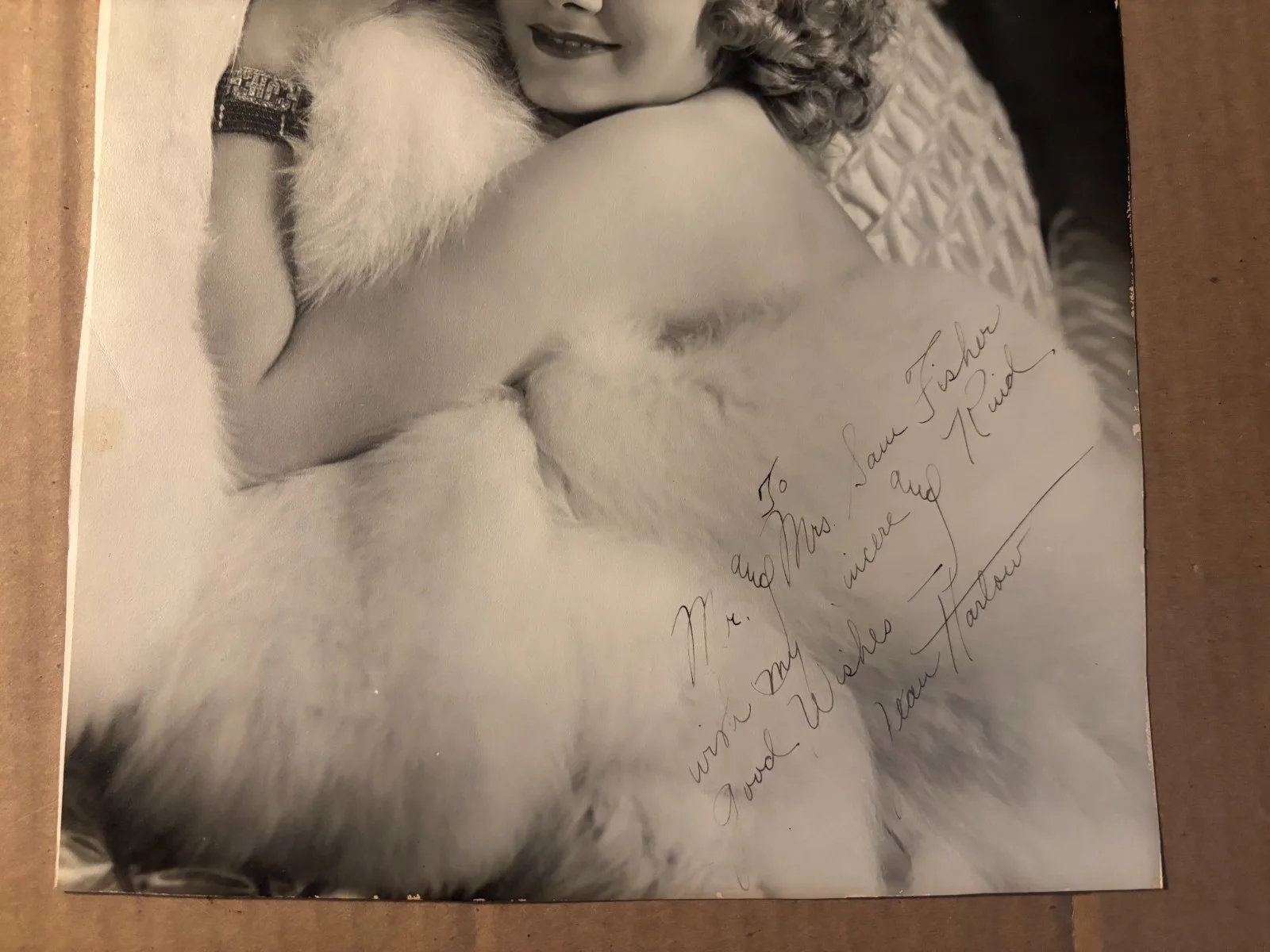 Jean Harlow Very Rare Very Early Signed* Oversize 10/12 Photo 30s Dinner @ Eight, изображение 3