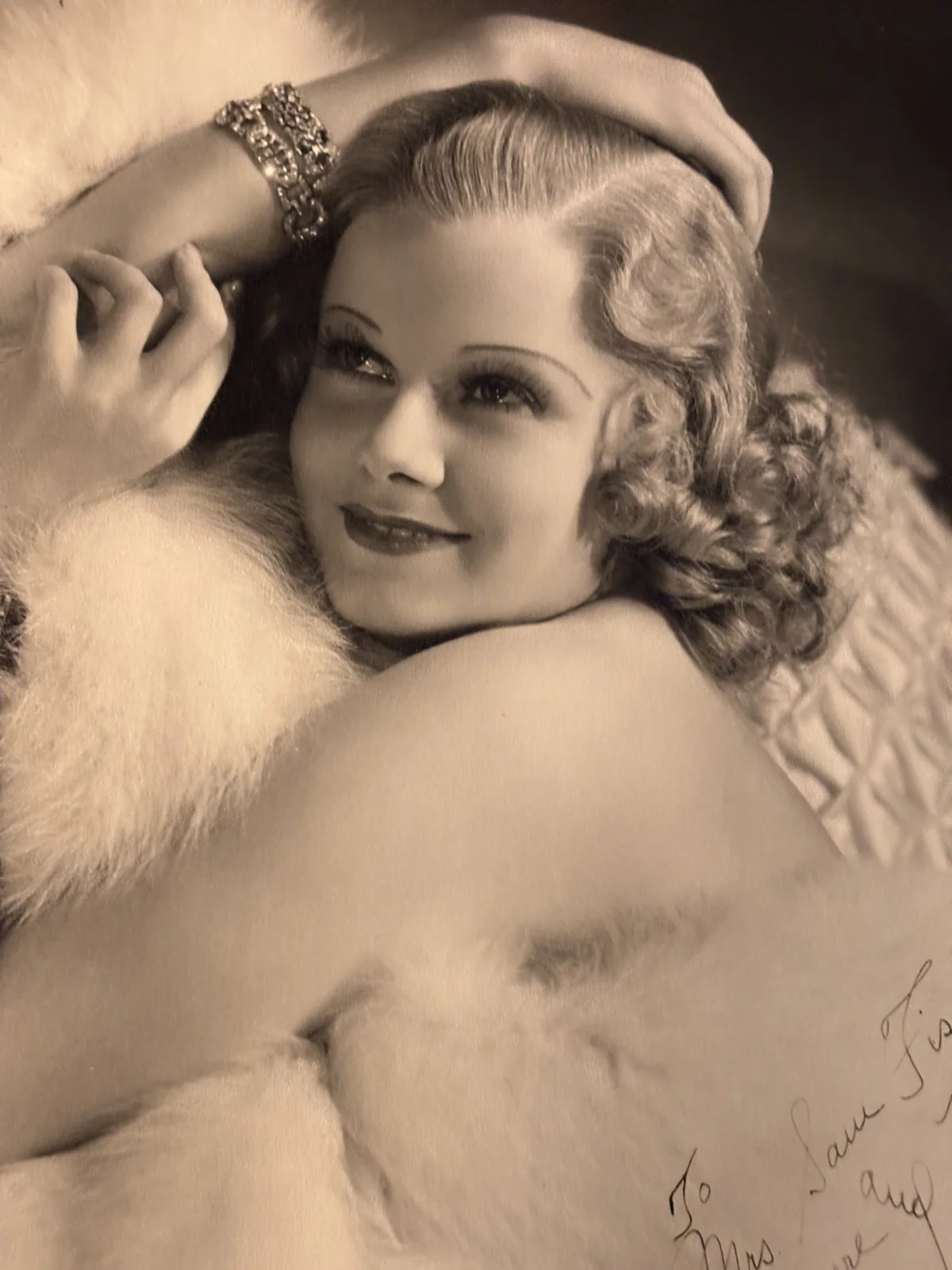 Jean Harlow Very Rare Very Early Signed* Oversize 10/12 Photo 30s Dinner @ Eight, изображение 4