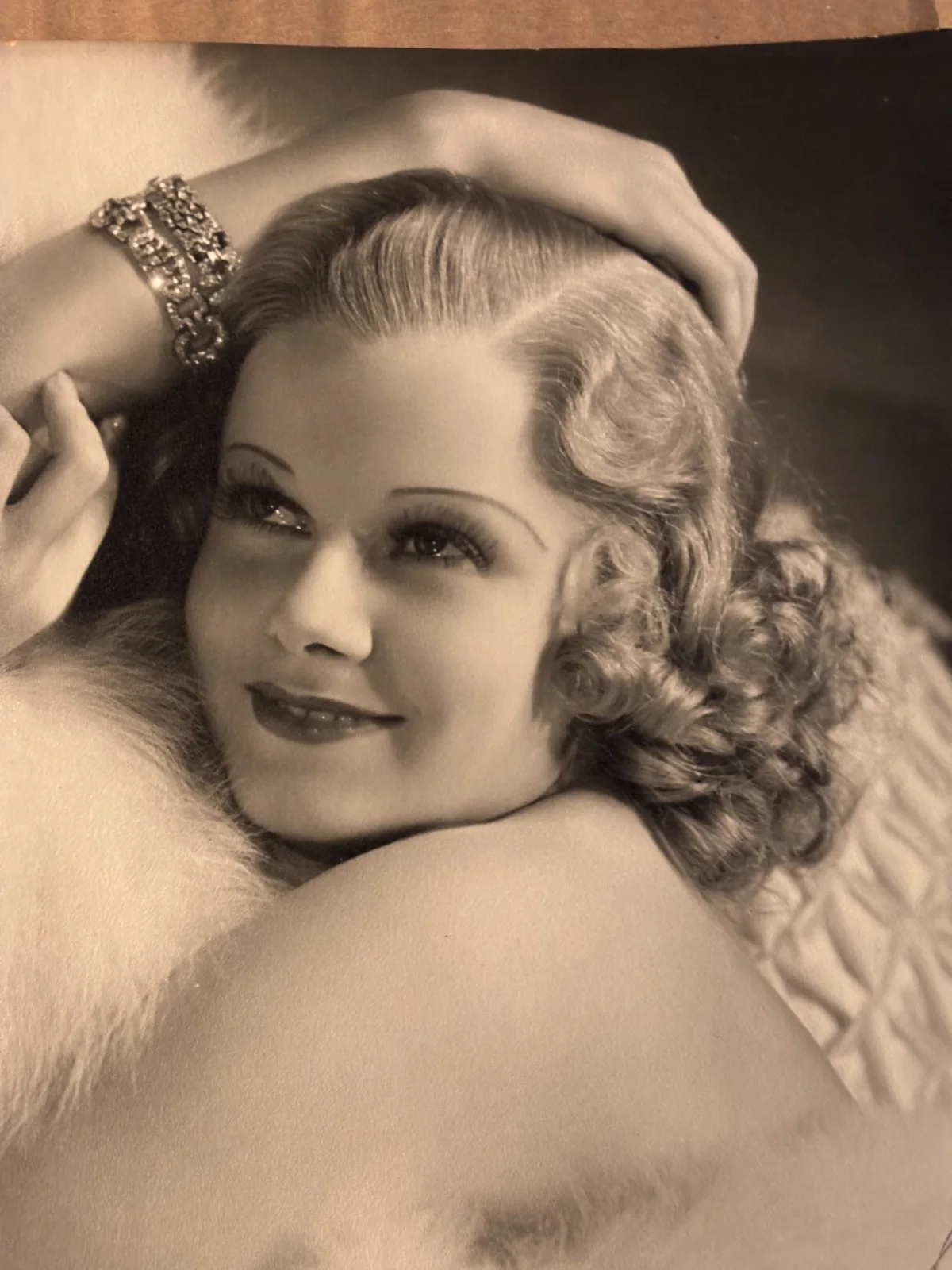 Jean Harlow Very Rare Very Early Signed* Oversize 10/12 Photo 30s Dinner @ Eight, изображение 5