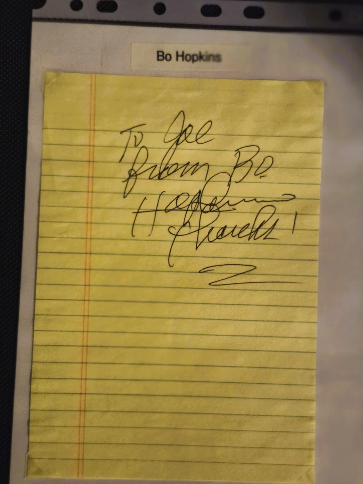 American Graffiti (1973) actor Bo Hopkins autographed note, image 2