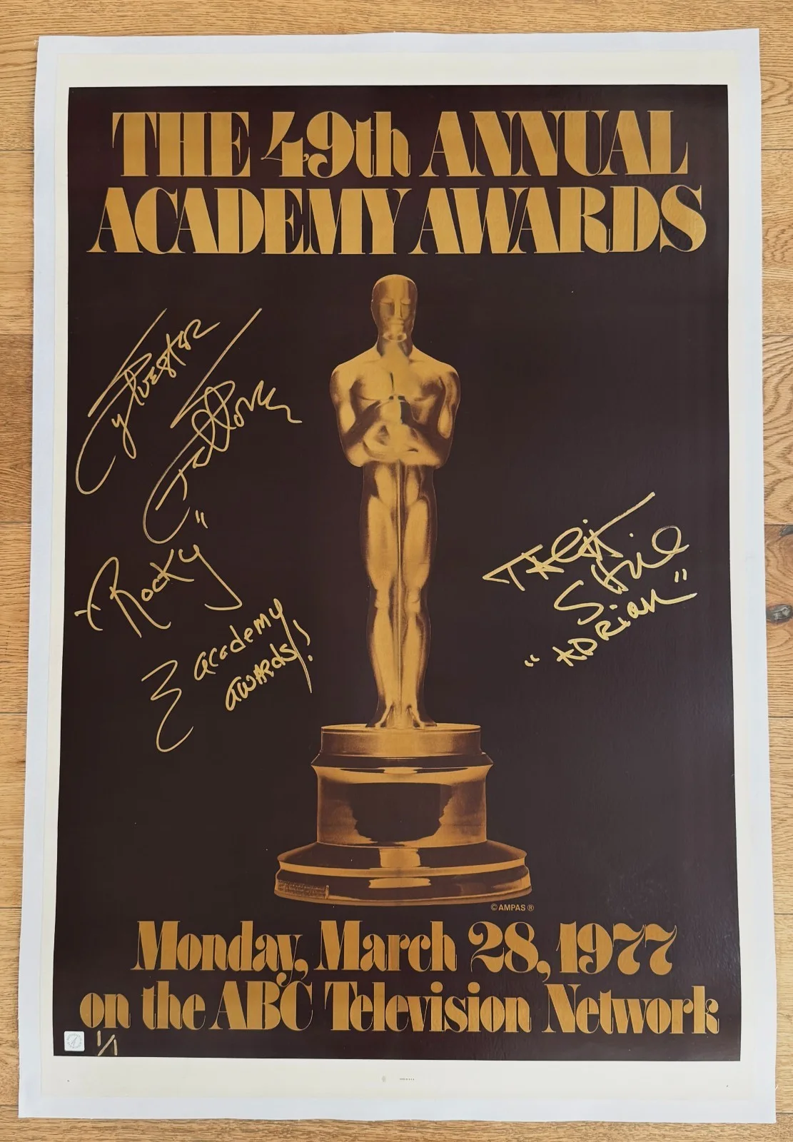 Sylvester Stallone and Talia Shire — Sylvester Stallone & Talia Shire 1/1 Autographed Academy Awards Poster ASI Proof