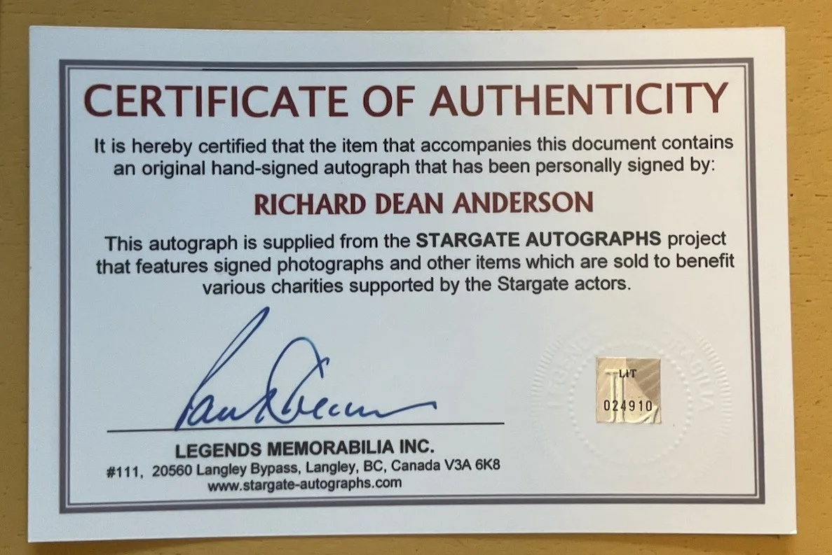 Richard Dean Anderson Stargate Autograph With COA, image 2
