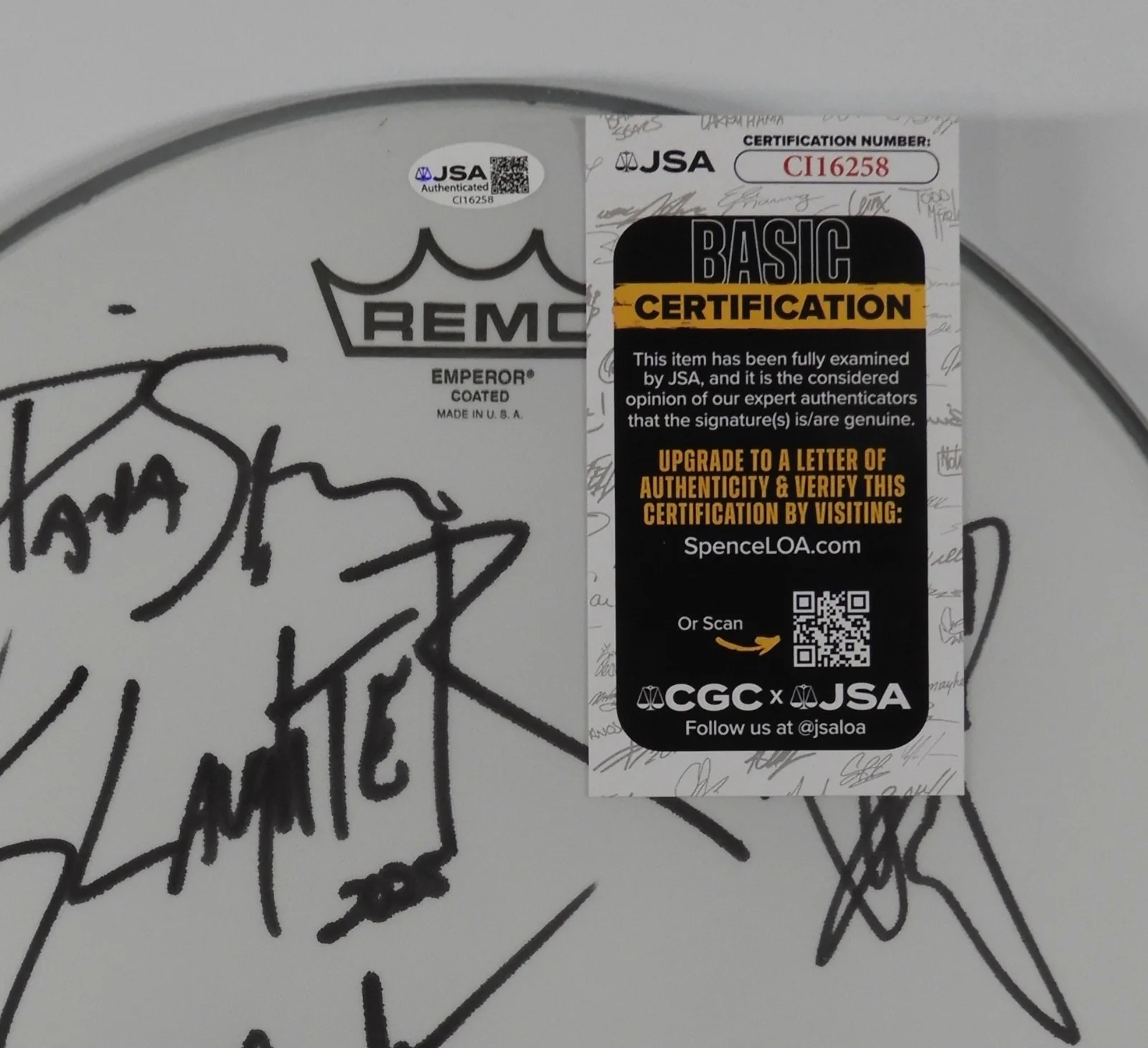 Slaughter JSA Fully Signed Autograph Drumhead Drum Head, image 2