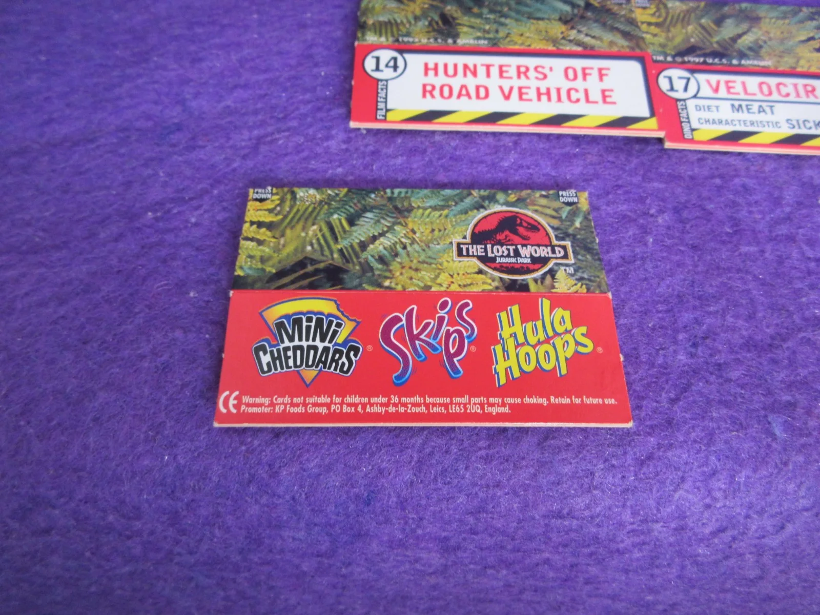 Jurassic Park The Lost World Hula Hoops/skips Cheddars Set Trade Card Pop Up1997, изображение 5