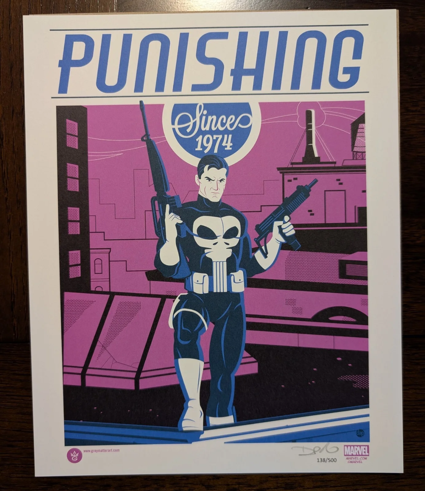 DAVE PERILLO — Bam Box Punisher "PUNISHING" Signed Dave Perillo Pink Variant Poster 138/500, image 2