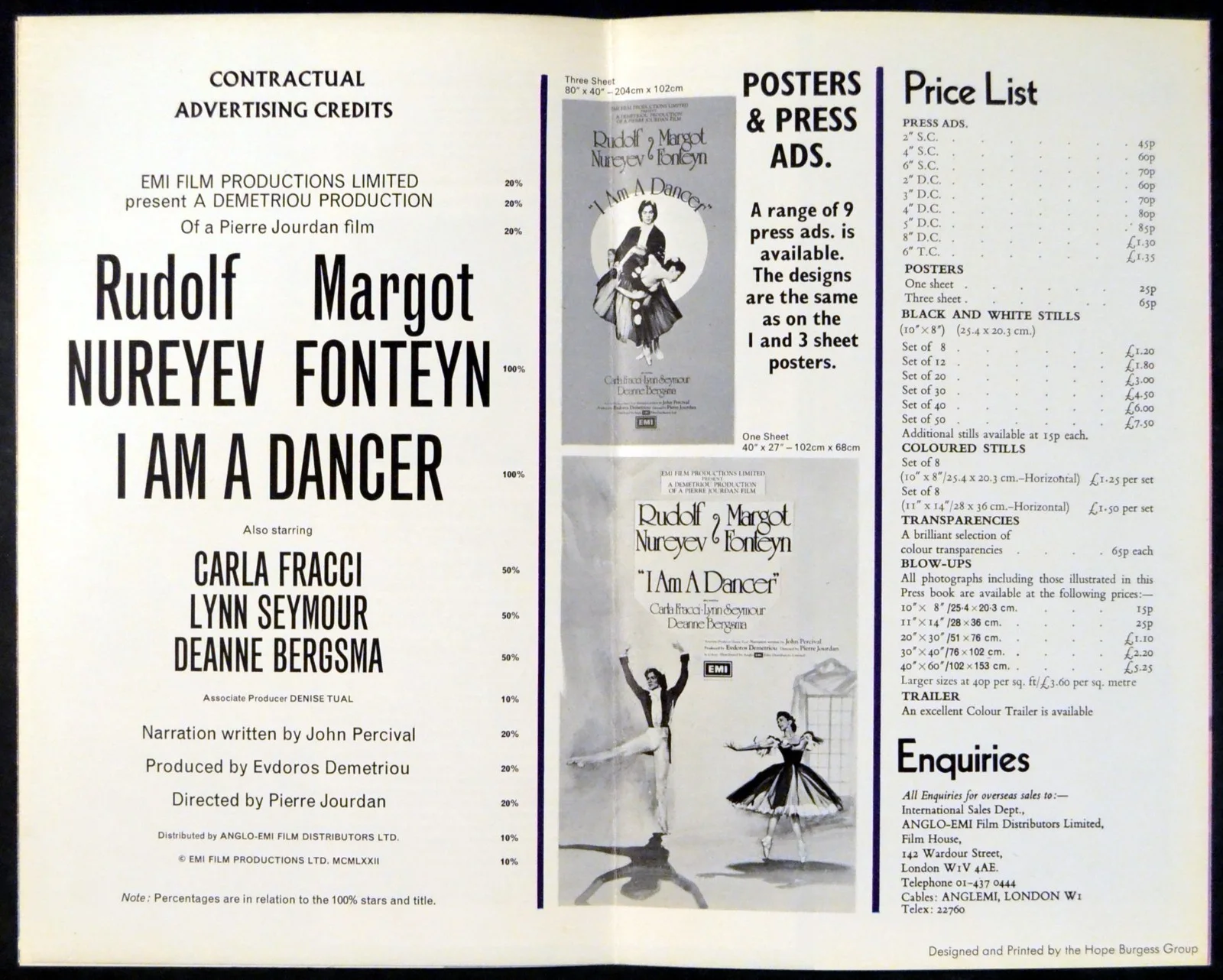 I AM A DANCER 1972 Rudolf Nureyev, Margot Fonteyn, Carla Fracci UK PRESSBOOK, изображение 2