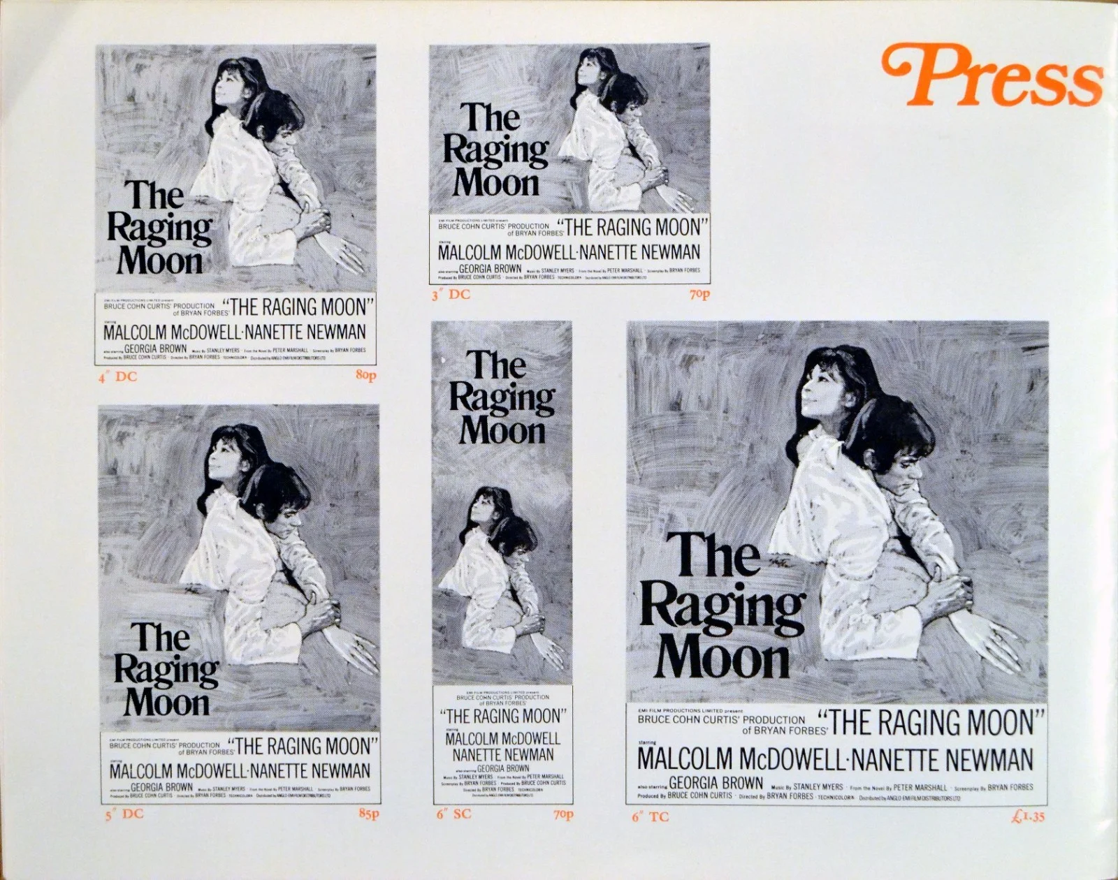 RAGING MOON 1970 Malcolm McDowell, Nanette Newman PUTZU UK PRESSBOOK, изображение 3