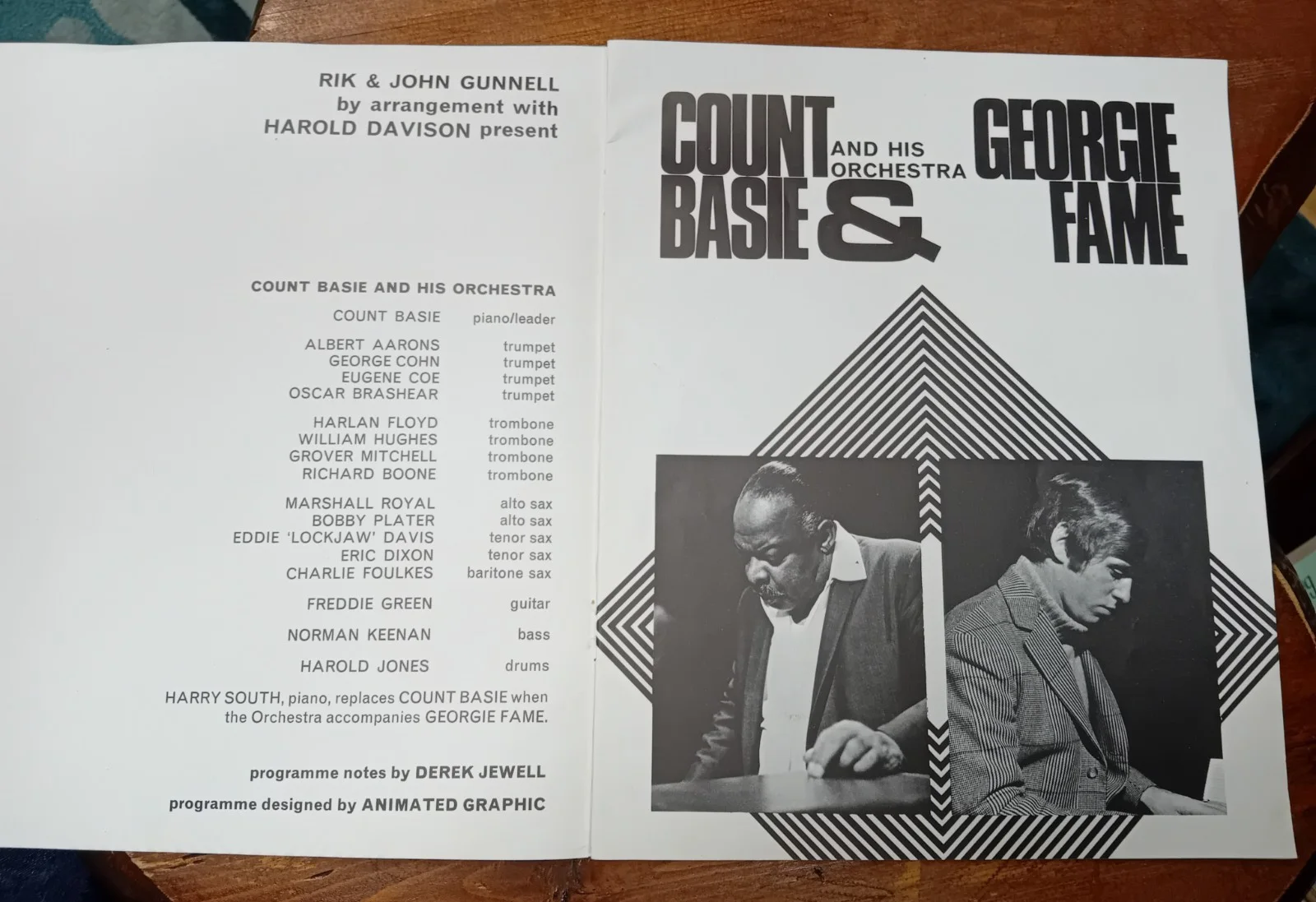 Count Basie & George Fame UK Programme Original Official Concert Souvenir 1968, изображение 2