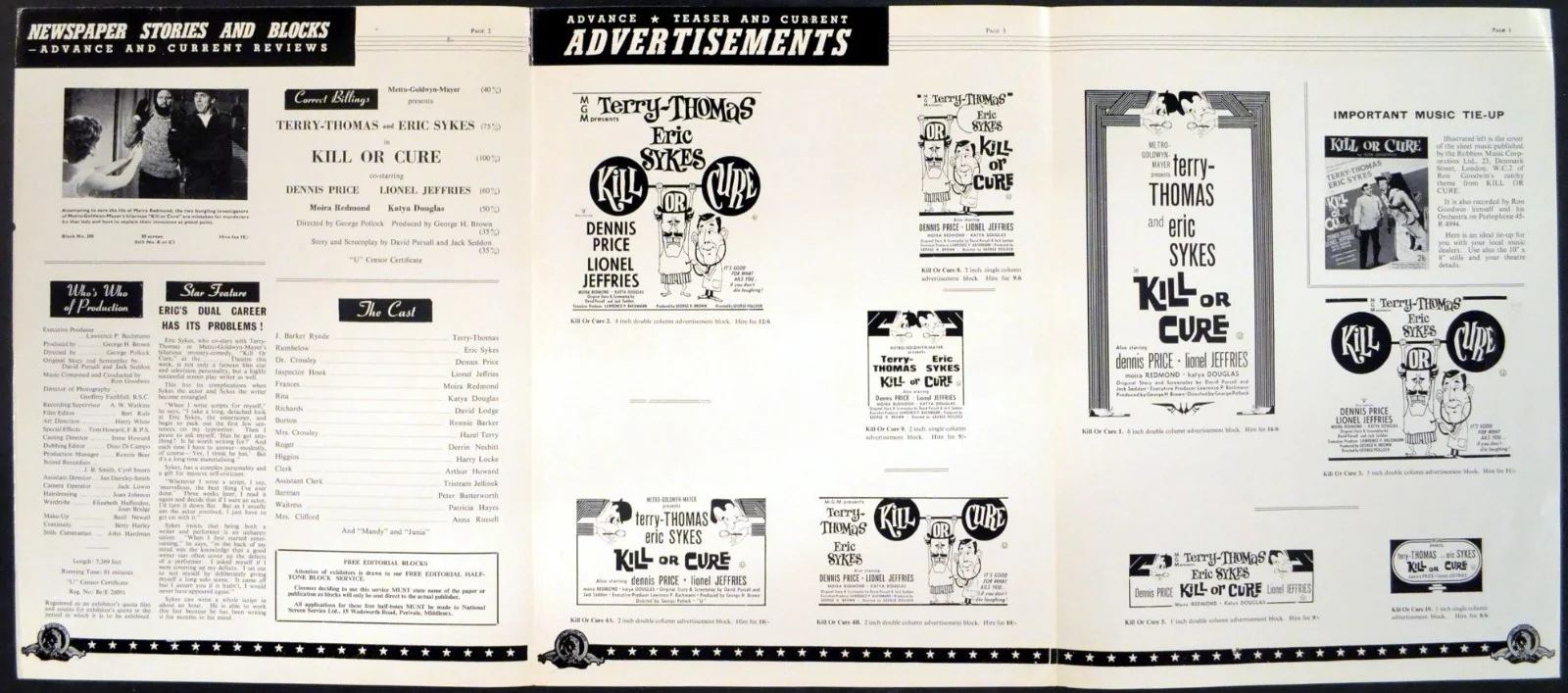 KILL OR CURE 1962 Terry-Thomas, Eric Sykes, Dennis Price UK PRESSBOOK, изображение 2