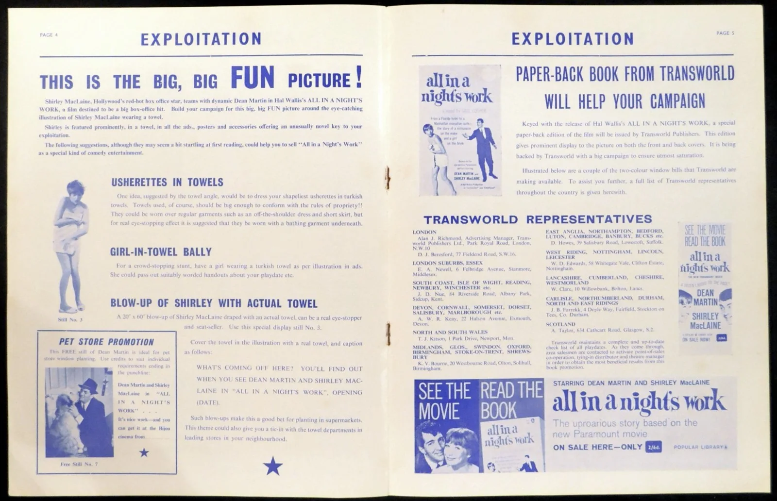 ALL IN A NIGHT’S WORK 1961 Dean Martin, Shirley MacLaine UK PRESSBOOK, изображение 3