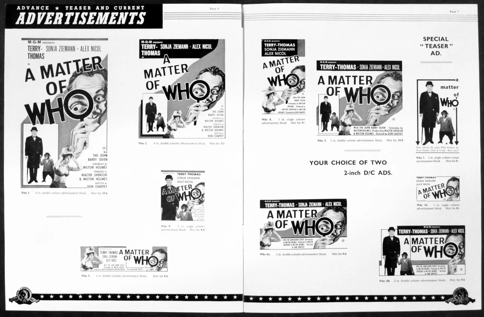 A MATTER OF WHO 1961 Terry-Thomas, Sonja Ziemann, Richard Briers UK PRESSBOOK, изображение 2